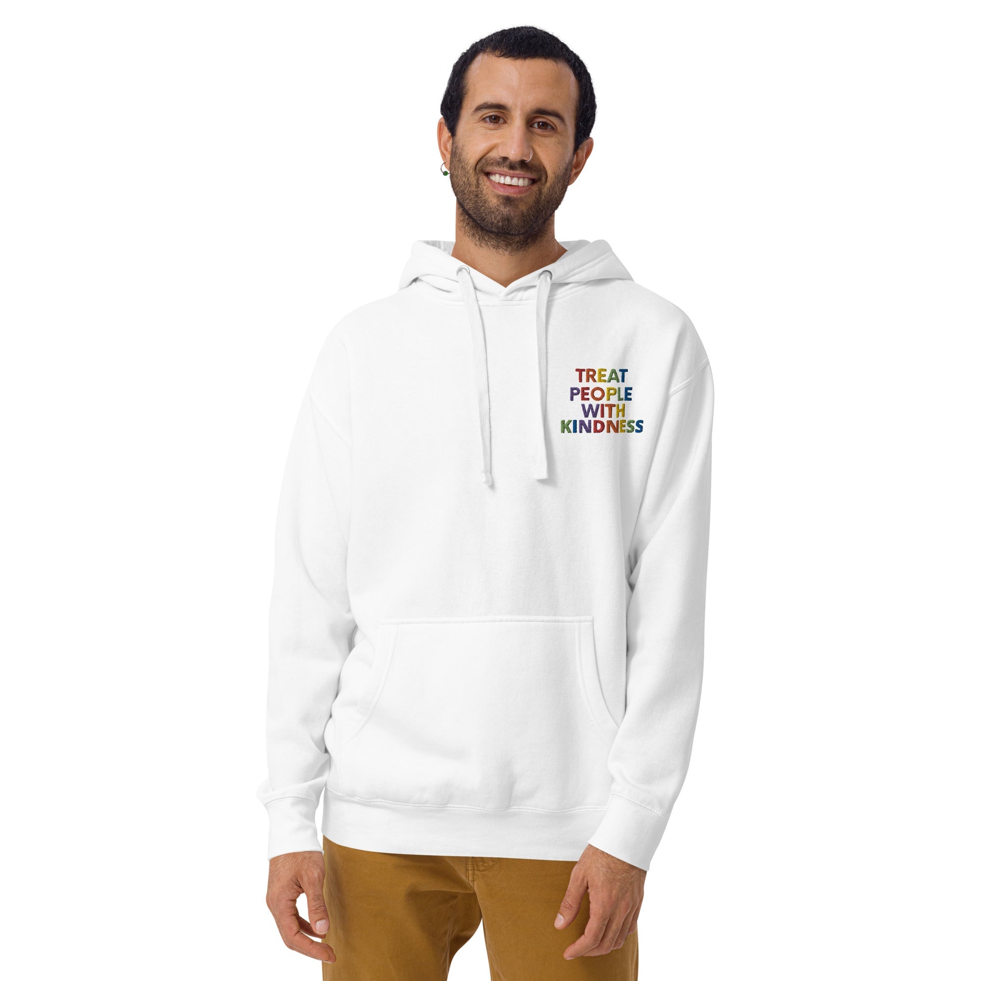 Rainbow Kindness Adult Embroidered Unisex Fleece Hoodie - The Kindness Cause