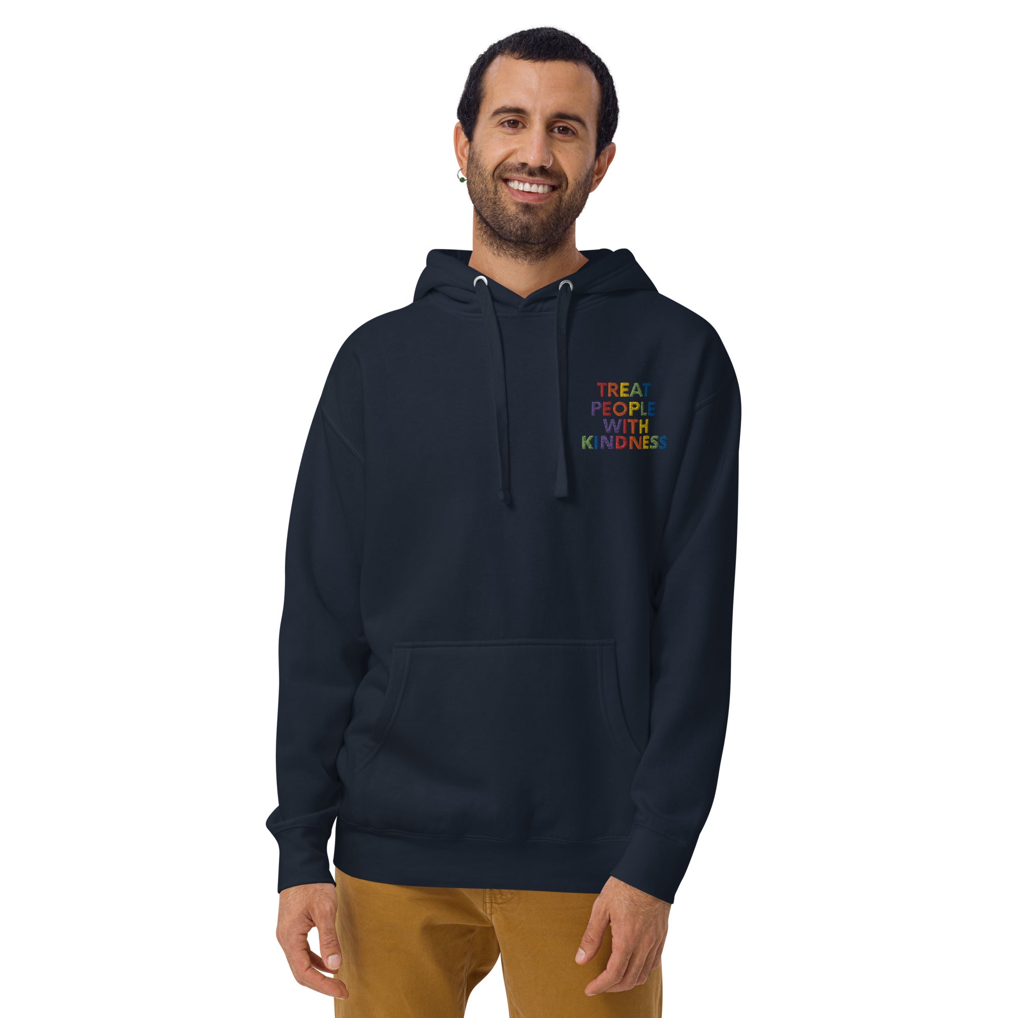 Rainbow Kindness Adult Embroidered Unisex Fleece Hoodie - The Kindness Cause