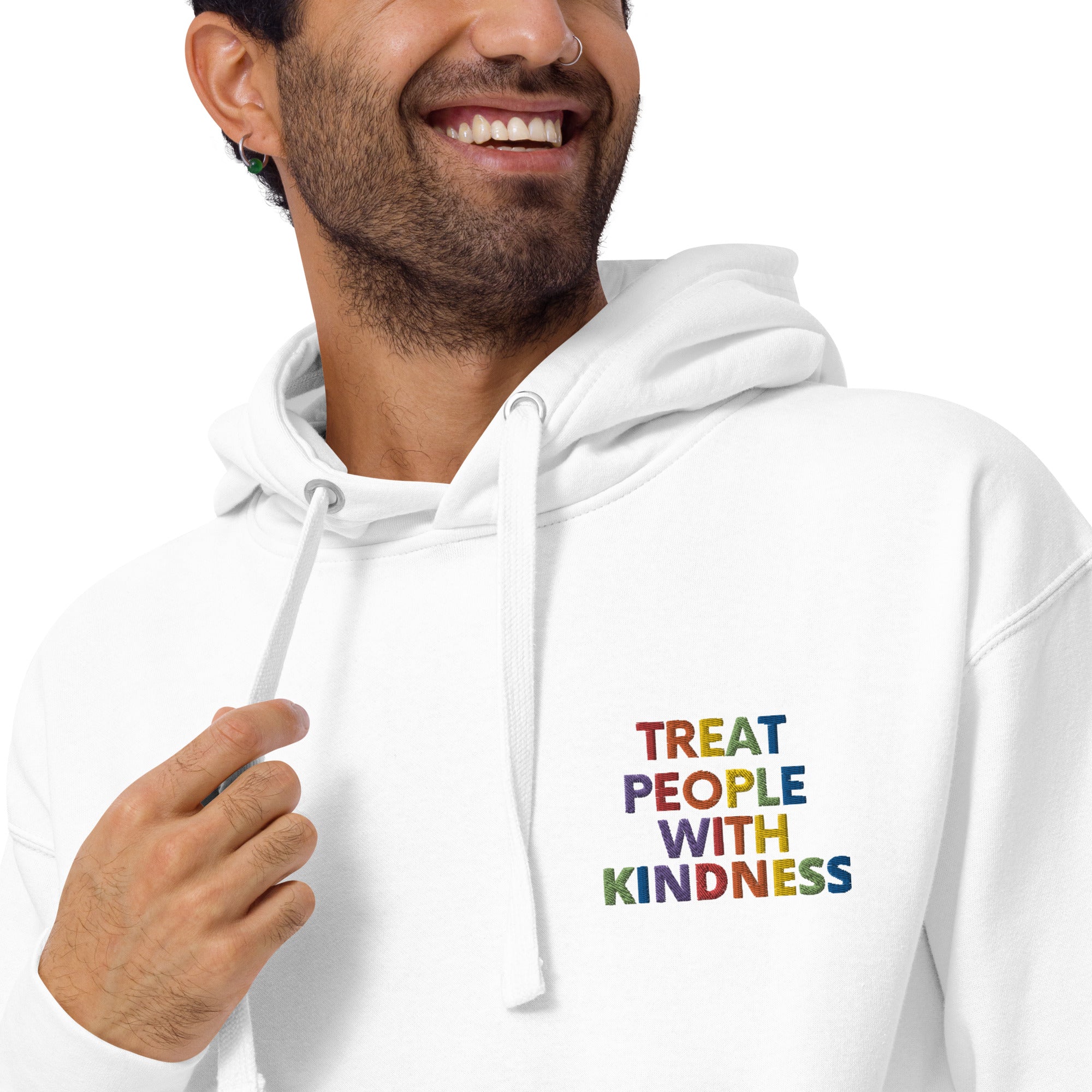 Rainbow Kindness Adult Embroidered Unisex Fleece Hoodie - The Kindness Cause