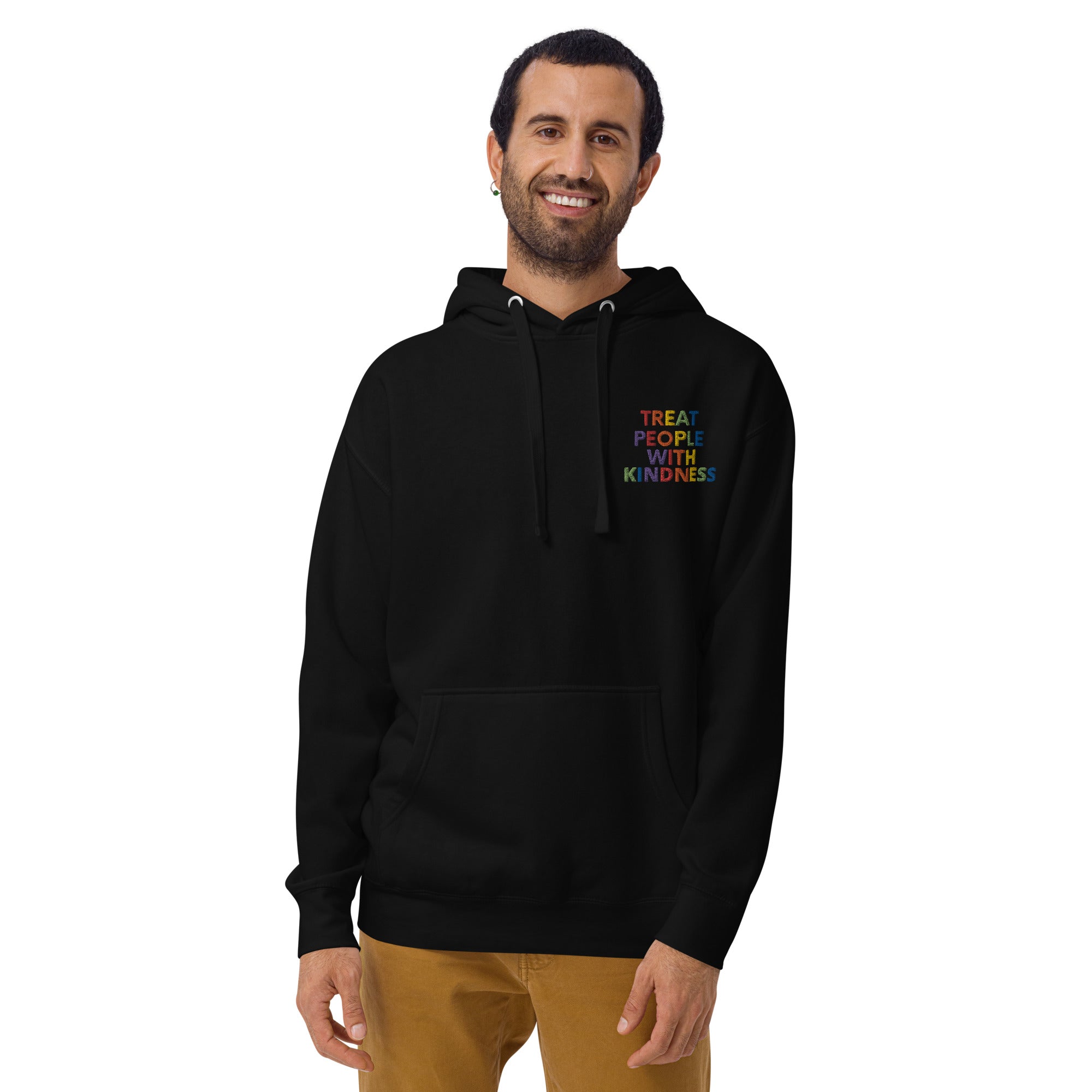 Rainbow Kindness Adult Embroidered Unisex Fleece Hoodie - The Kindness Cause