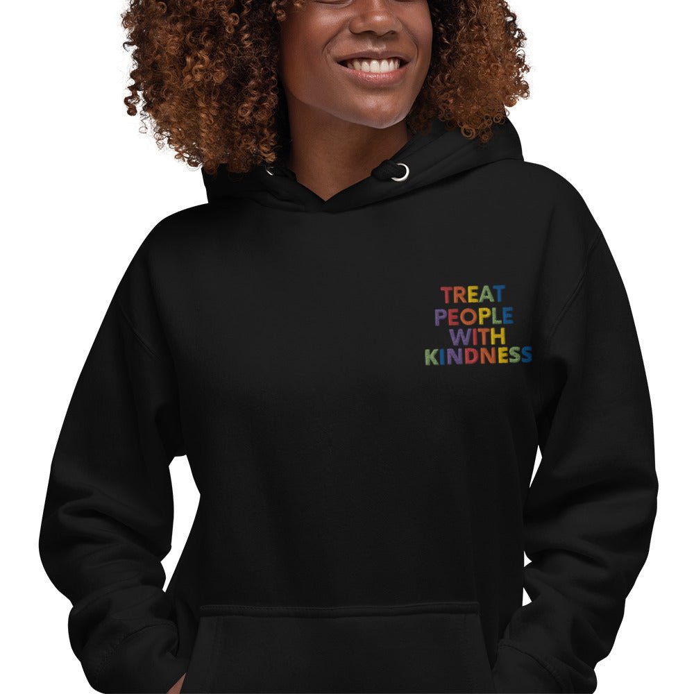 Rainbow Kindness Adult Embroidered Unisex Fleece Hoodie - The Kindness Cause