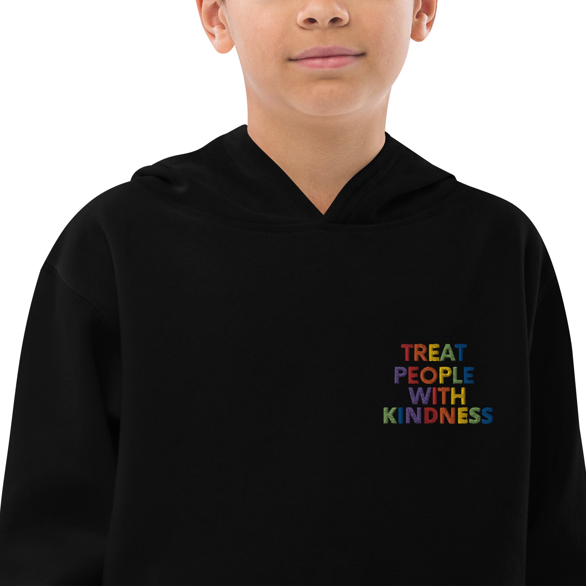 Rainbow Kindness Youth Unisex Fleece Embroidered Hoodie - The Kindness Cause