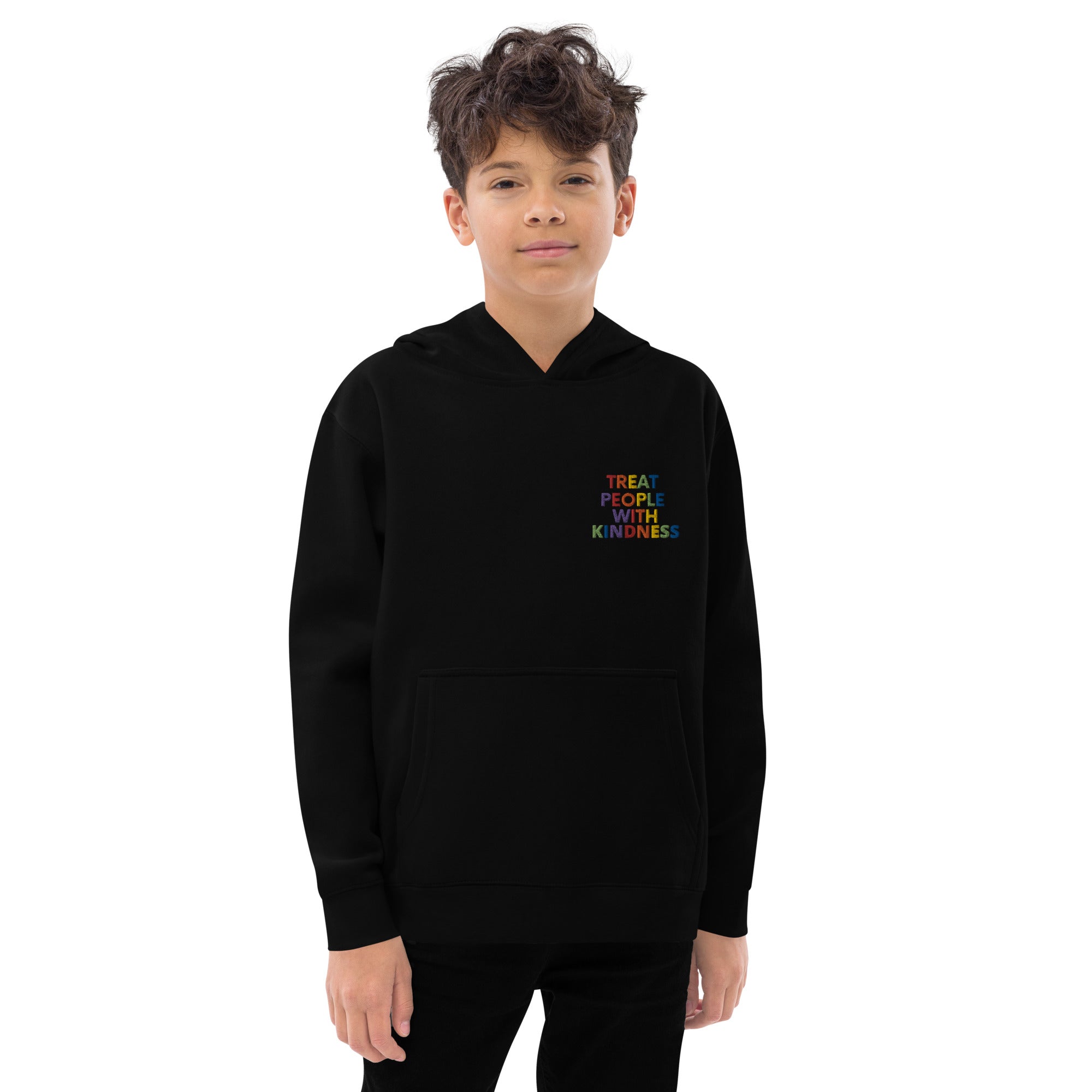 Rainbow Kindness Youth Unisex Fleece Embroidered Hoodie - The Kindness Cause