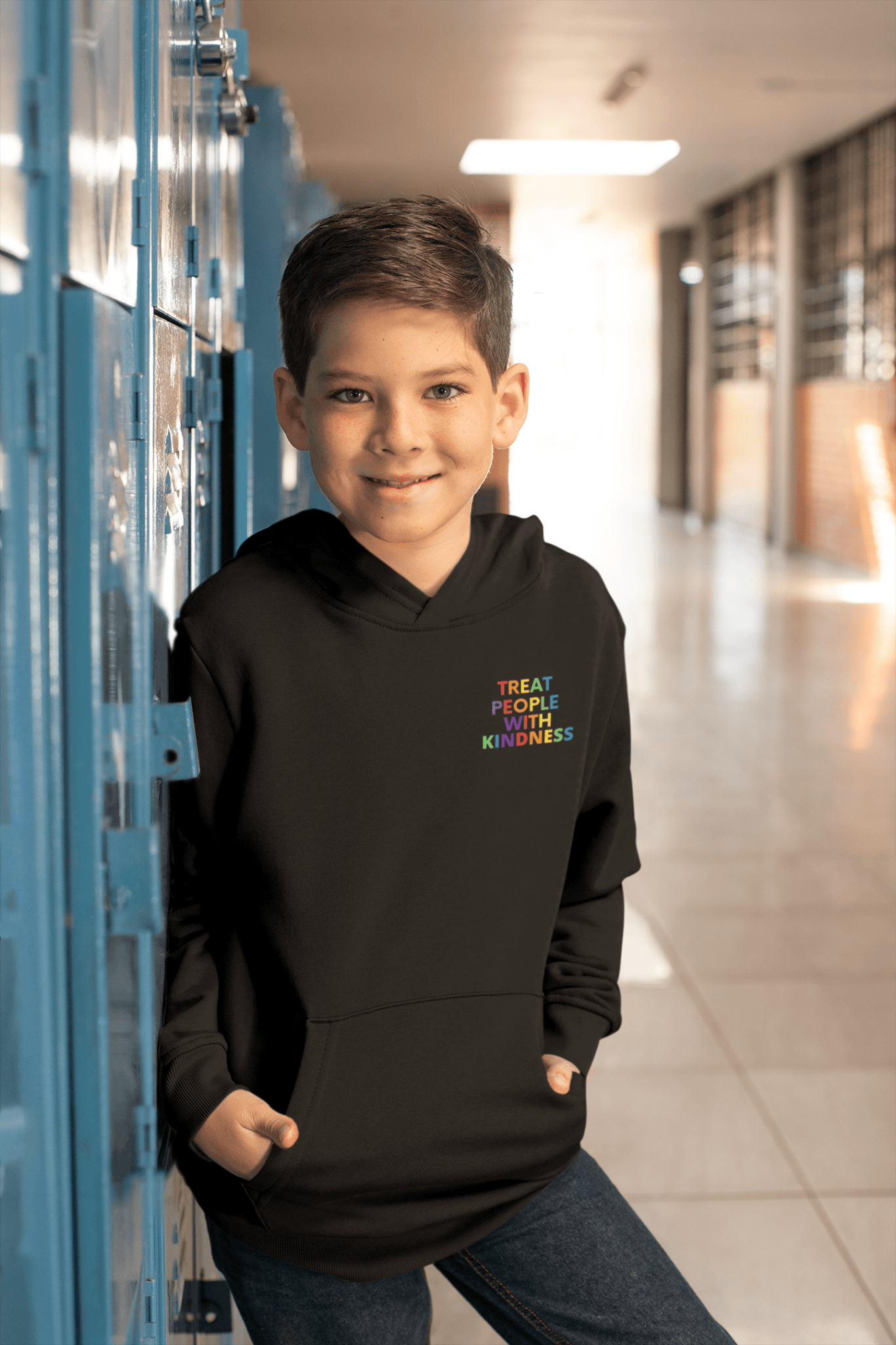 Rainbow Kindness Youth Unisex Fleece Embroidered Hoodie - The Kindness Cause