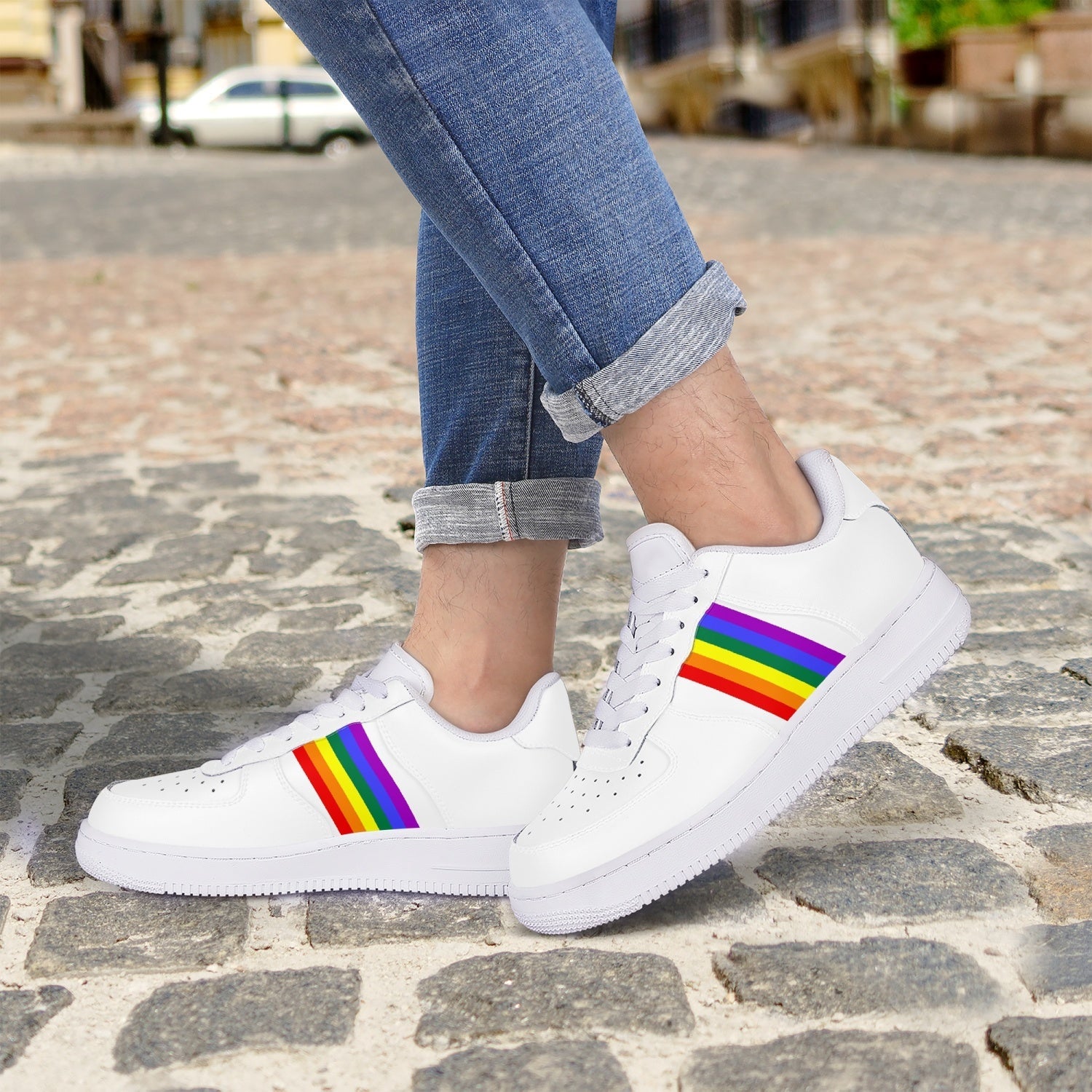 Rainbow Low-Top Leather Sneakers - The Kindness Cause