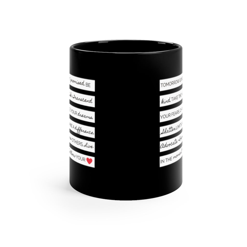 Rules to Live By 11oz Black Coffee Mug - The Kindness Cause