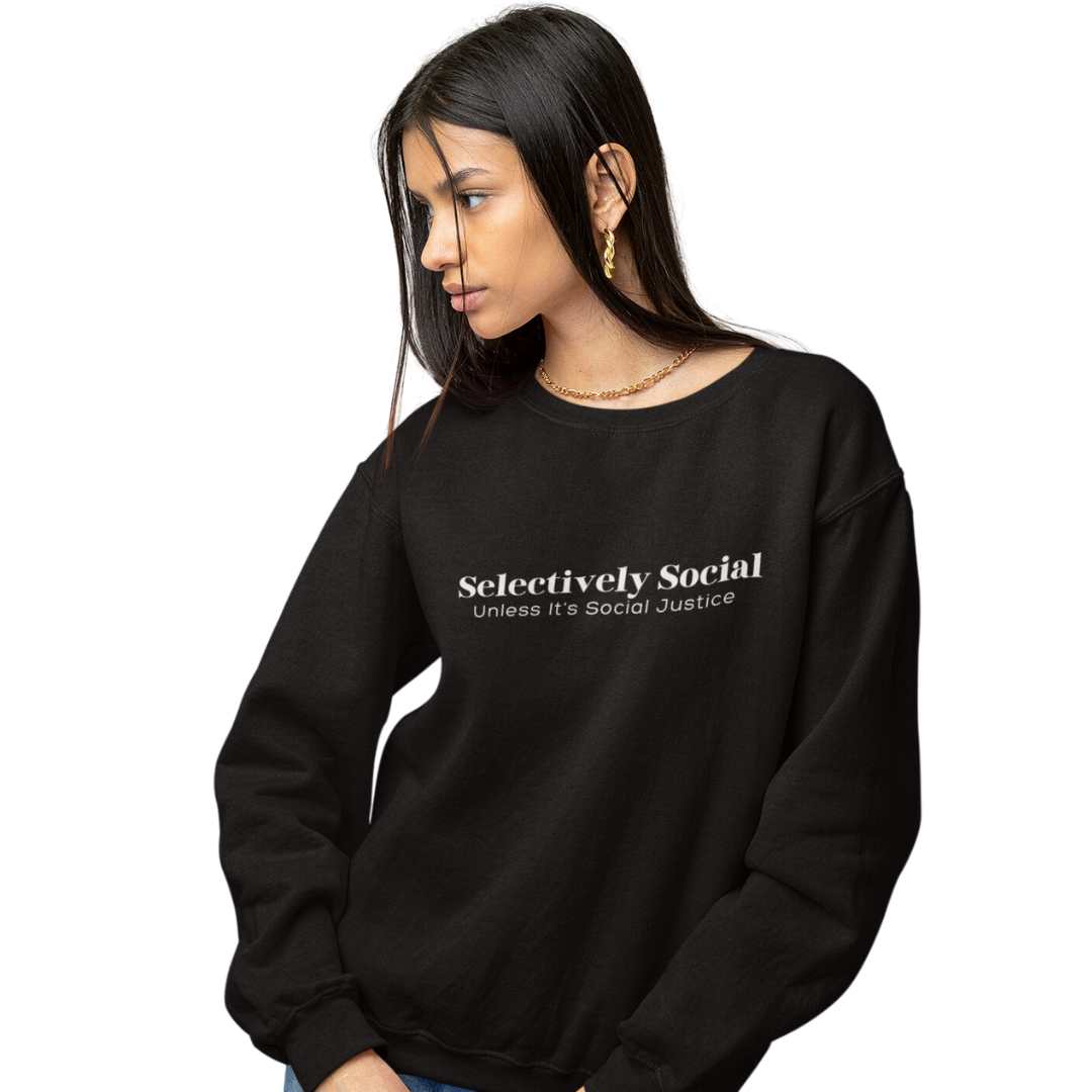 Selectively Social White Embroidery Unisex Premium Sweatshirt - The Kindness Cause