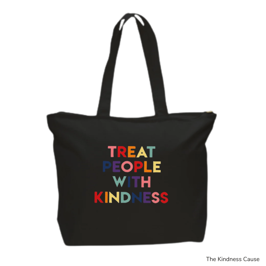 Treat People with Kindness Chenille Patch Canvas Tote Bag - The Kindness Cause