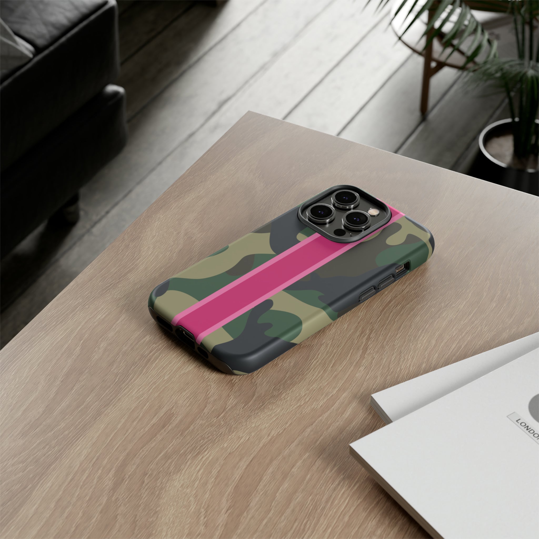 Camo Pink Stripe Tough Cell Phone Cases