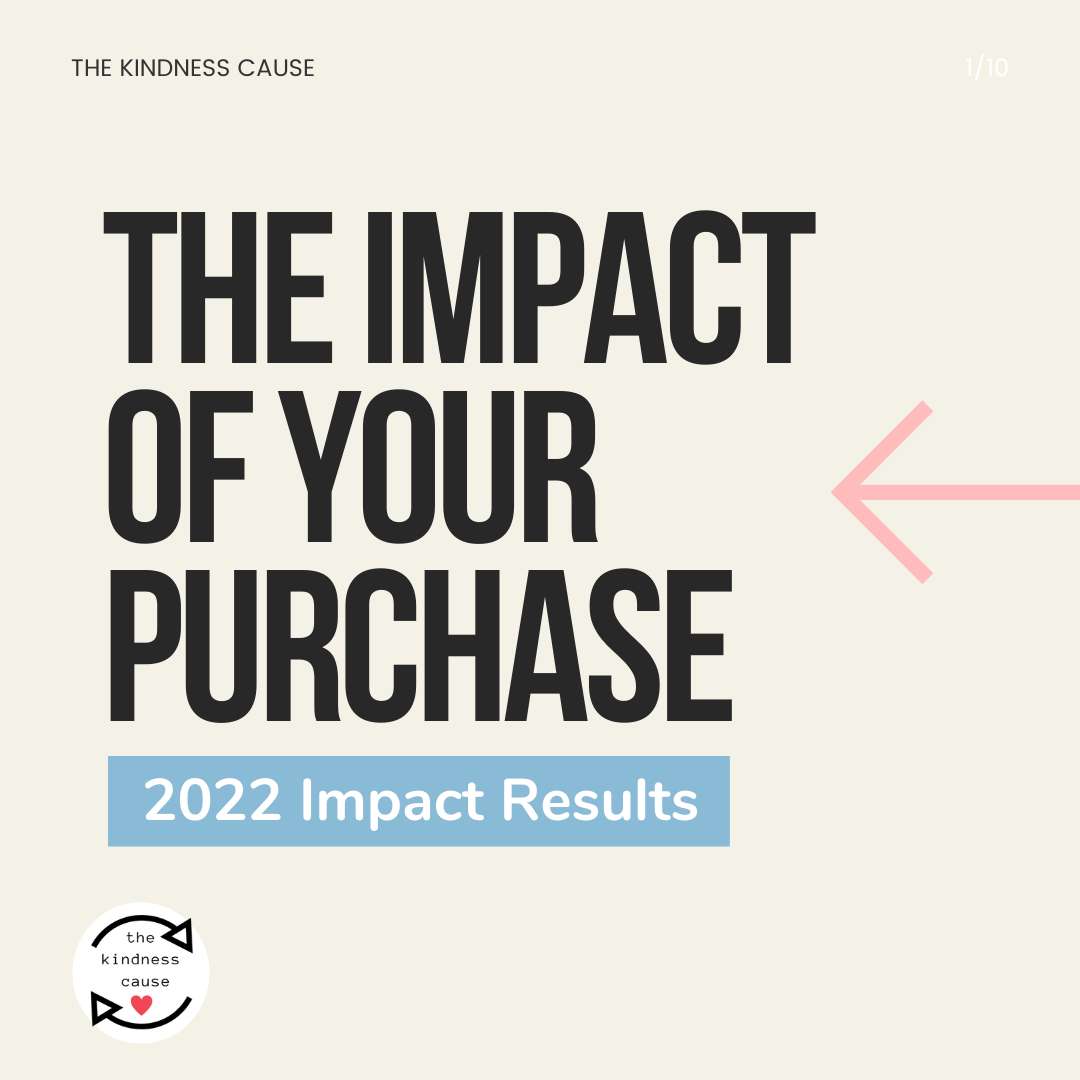 The impact of your purchase, 2022 impact results for the Kindness Cause. Gifts that give back for women. Gifts that donate to charity.