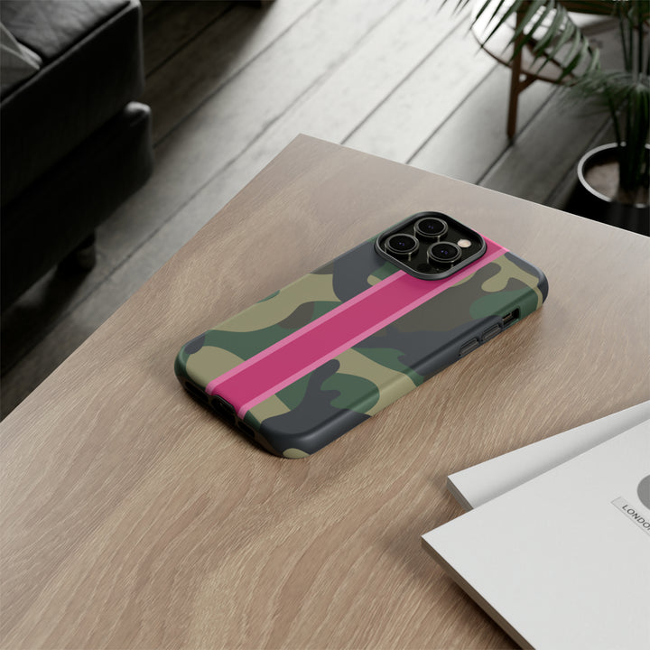 Camo Pink Stripe Tough Cell Phone Cases