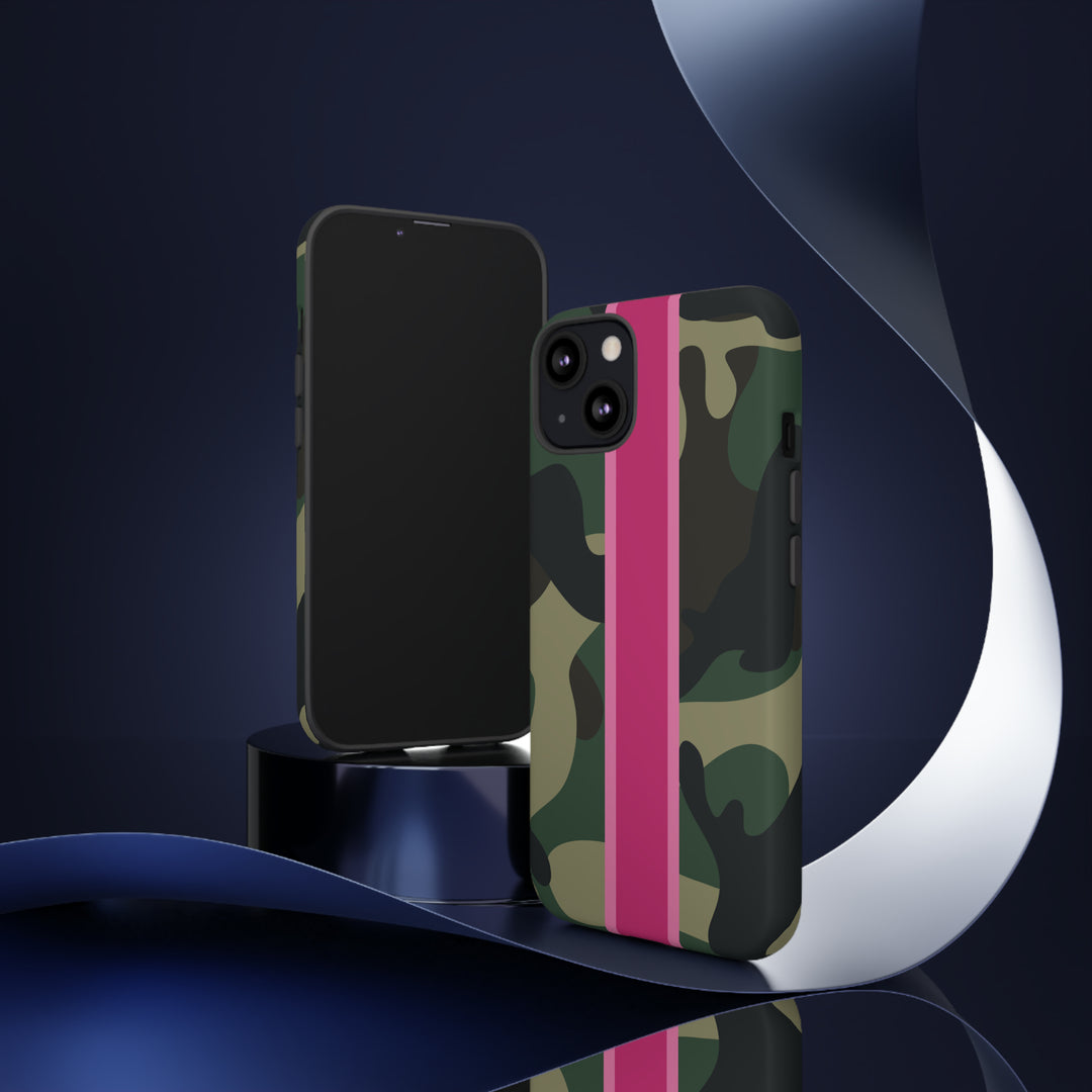 Camo Pink Stripe Tough Cell Phone Cases