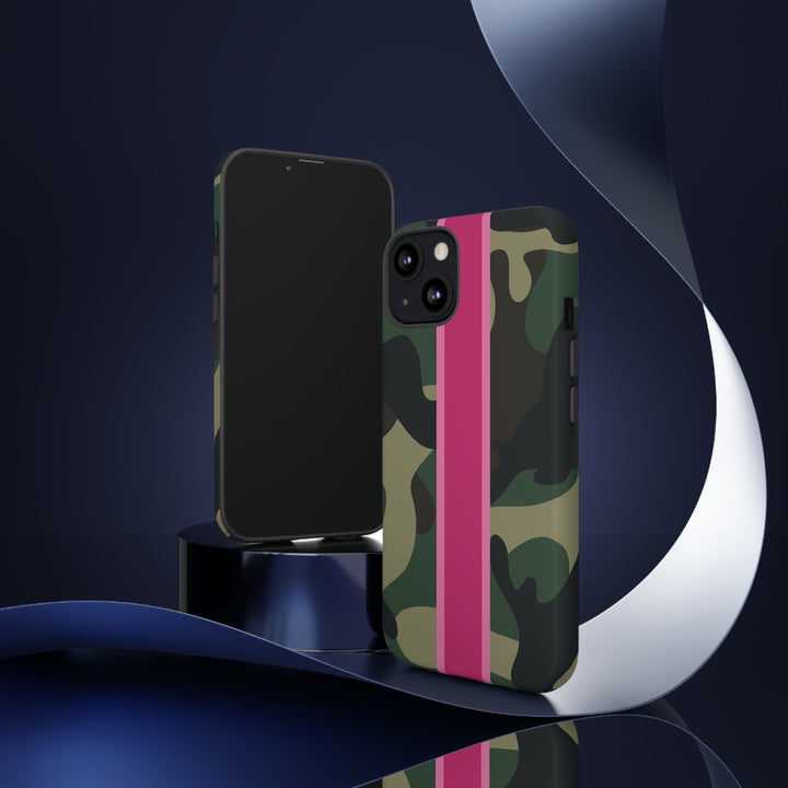 Camo Pink Stripe Tough Cell Phone Cases