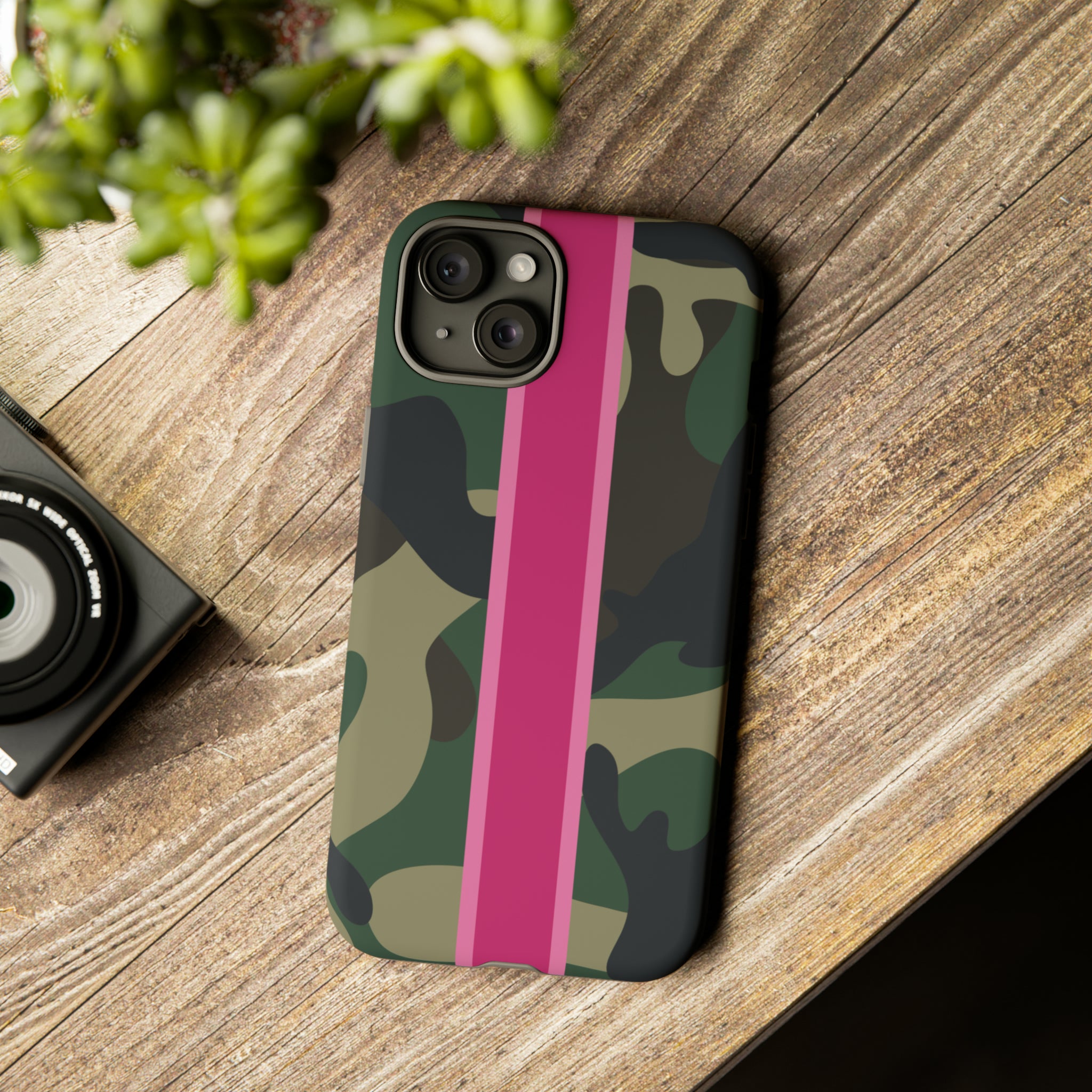 Camo Pink Stripe Tough Cell Phone Cases