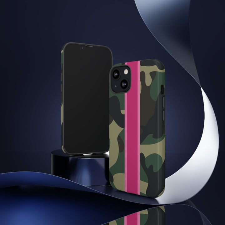 Camo Pink Stripe Tough Cell Phone Cases