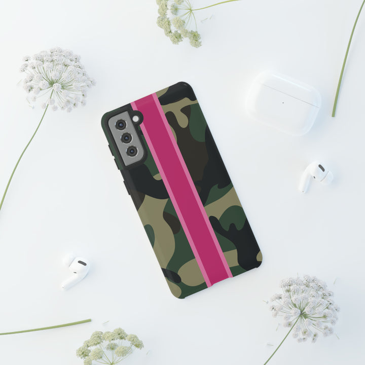 Camo Pink Stripe Tough Cell Phone Cases