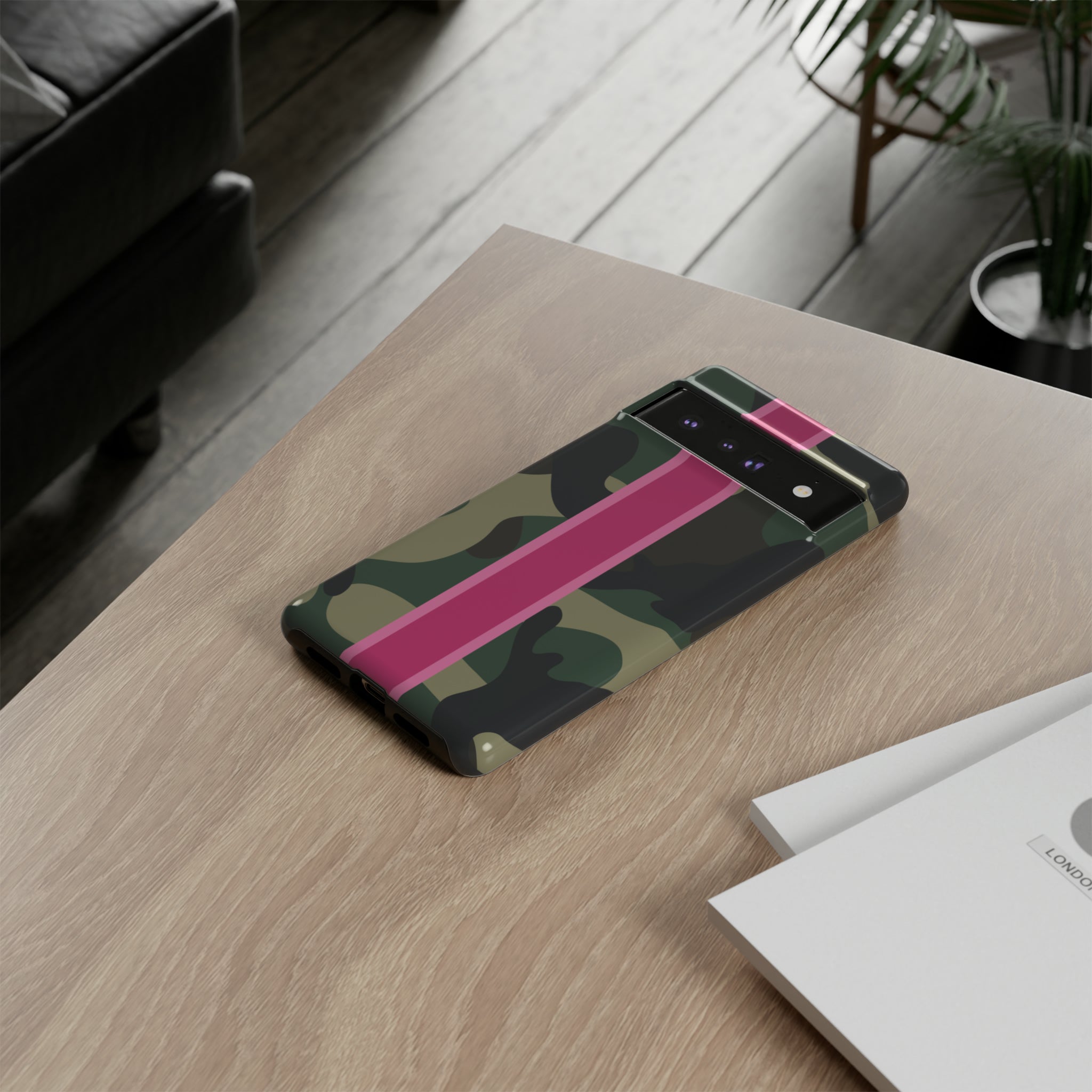 Camo Pink Stripe Tough Cell Phone Cases