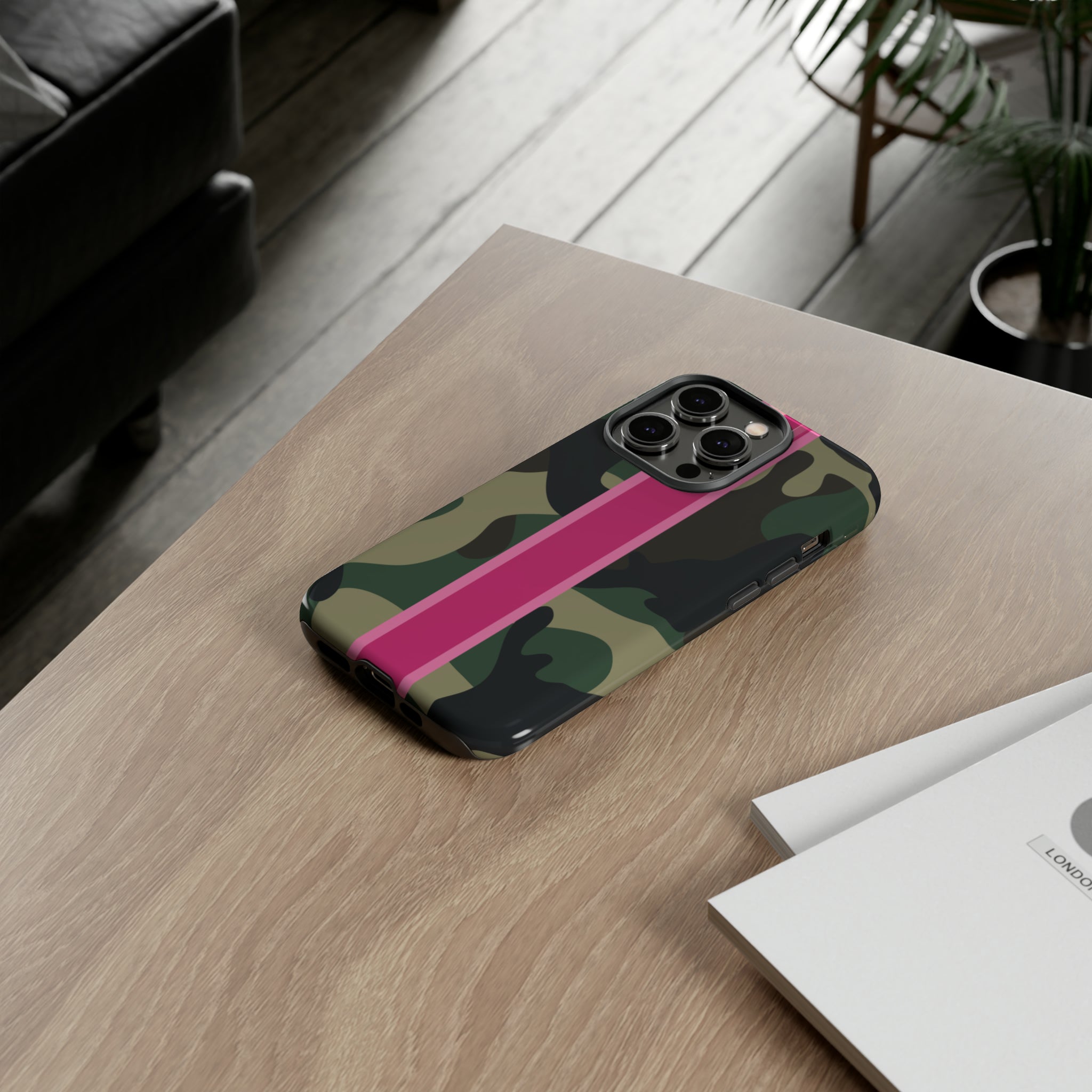 Camo Pink Stripe Tough Cell Phone Cases