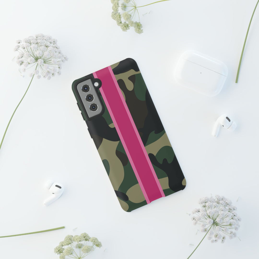 Camo Pink Stripe Tough Cell Phone Cases