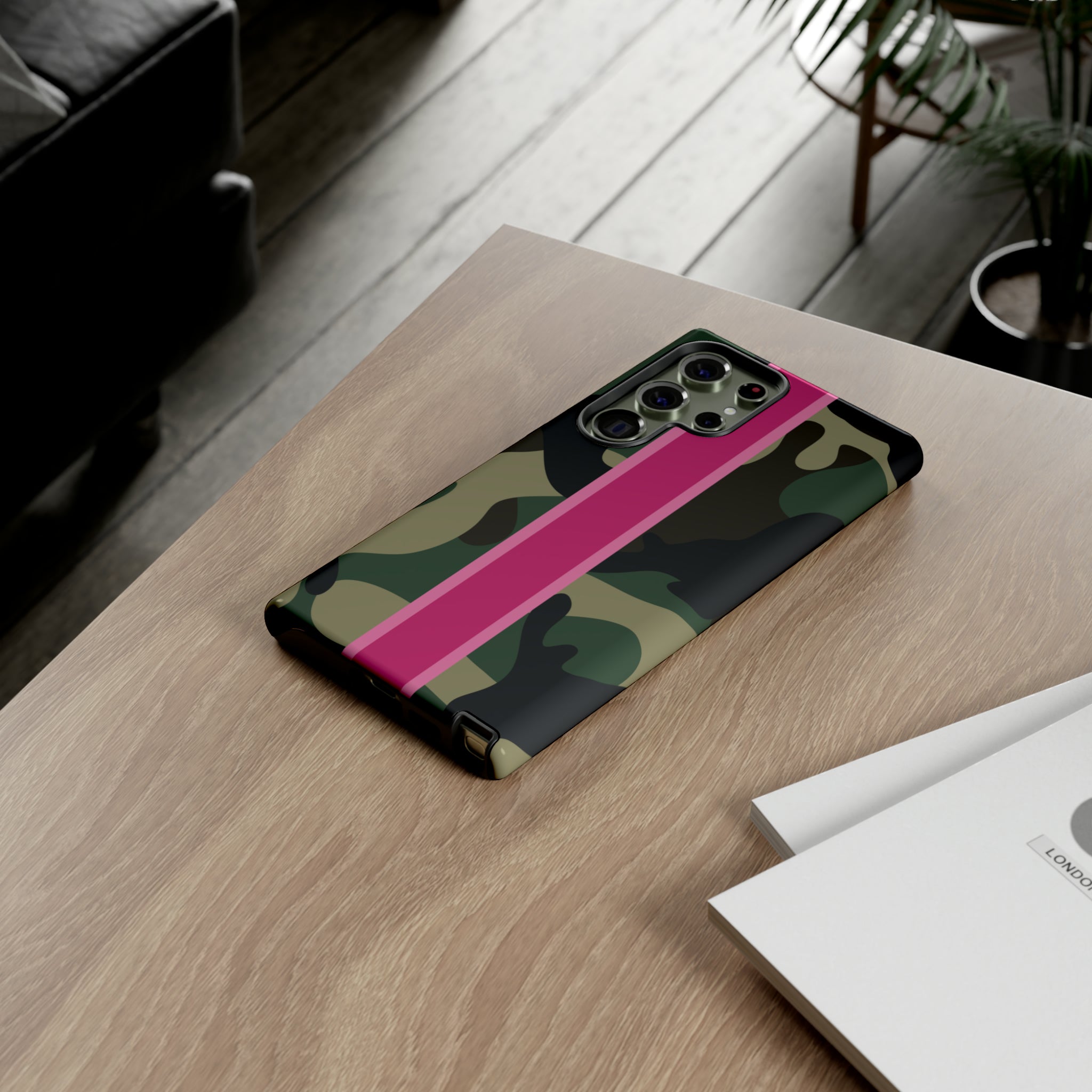 Camo Pink Stripe Tough Cell Phone Cases