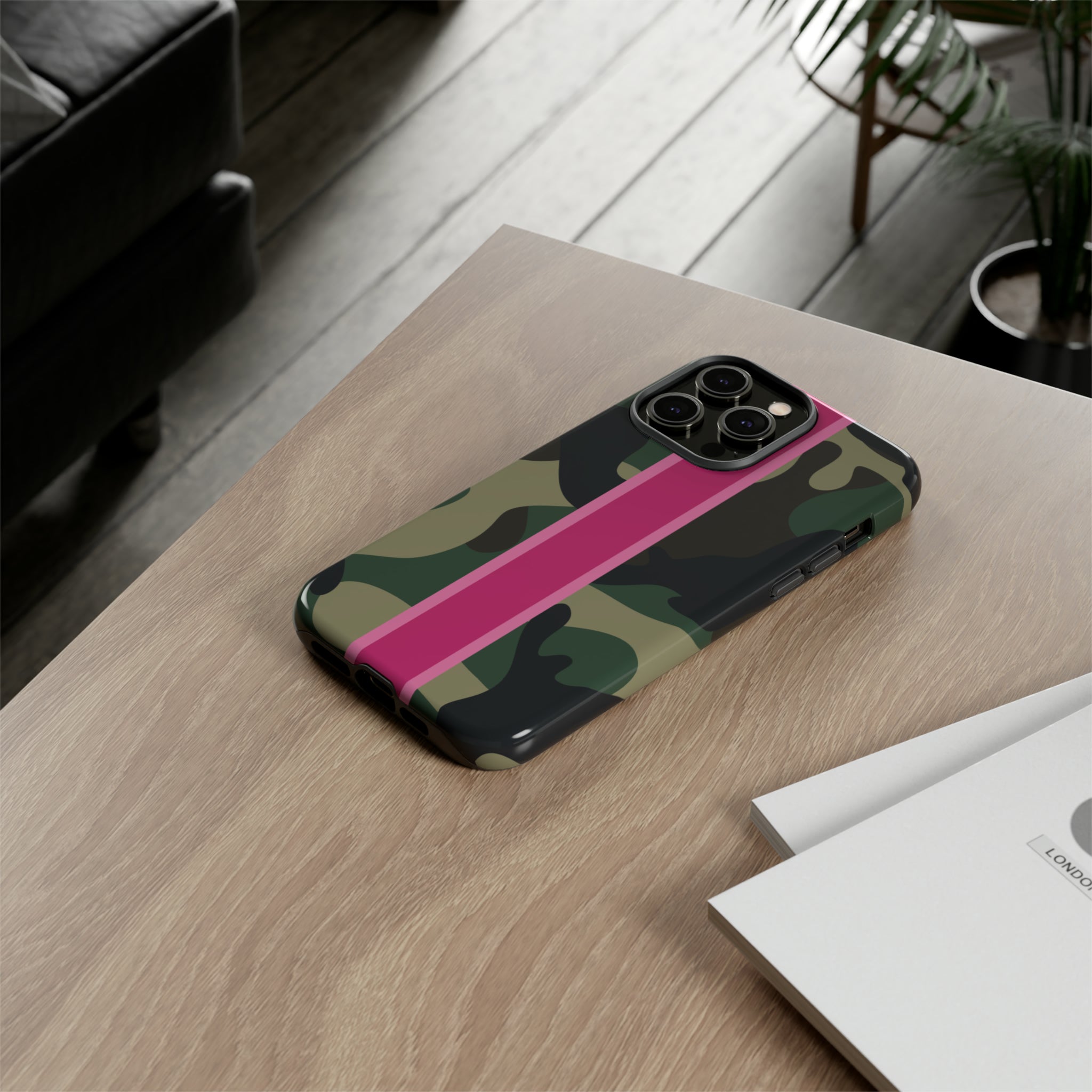 Camo Pink Stripe Tough Cell Phone Cases