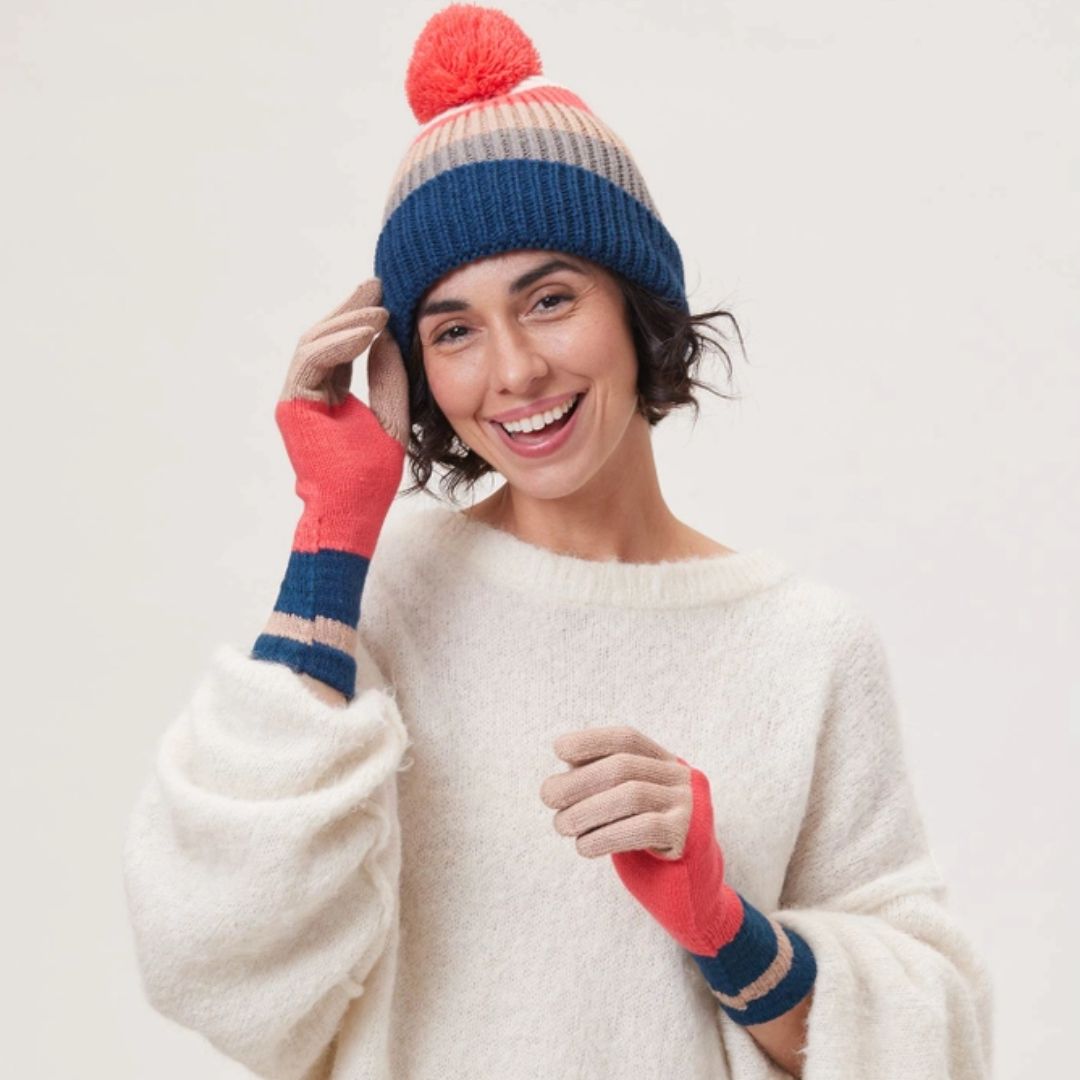 Piccadilly Stripe Pom Pom Beanie Hat