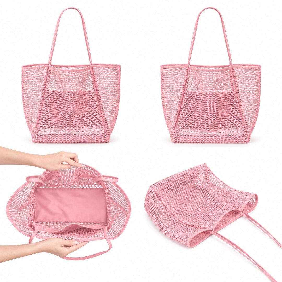 Pink Mesh Shoulder Bag Tote