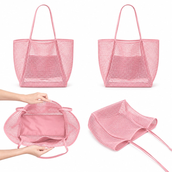 Pink Mesh Shoulder Bag Tote