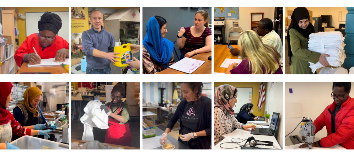 Refugees participating in job training programs at Lighthouse Charities in North Las Vegas, NV.