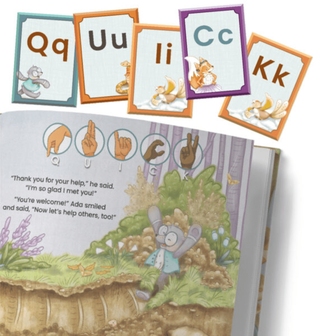 Alphabet ASL Flash Cards with Ada and Friends - The Kindness Cause