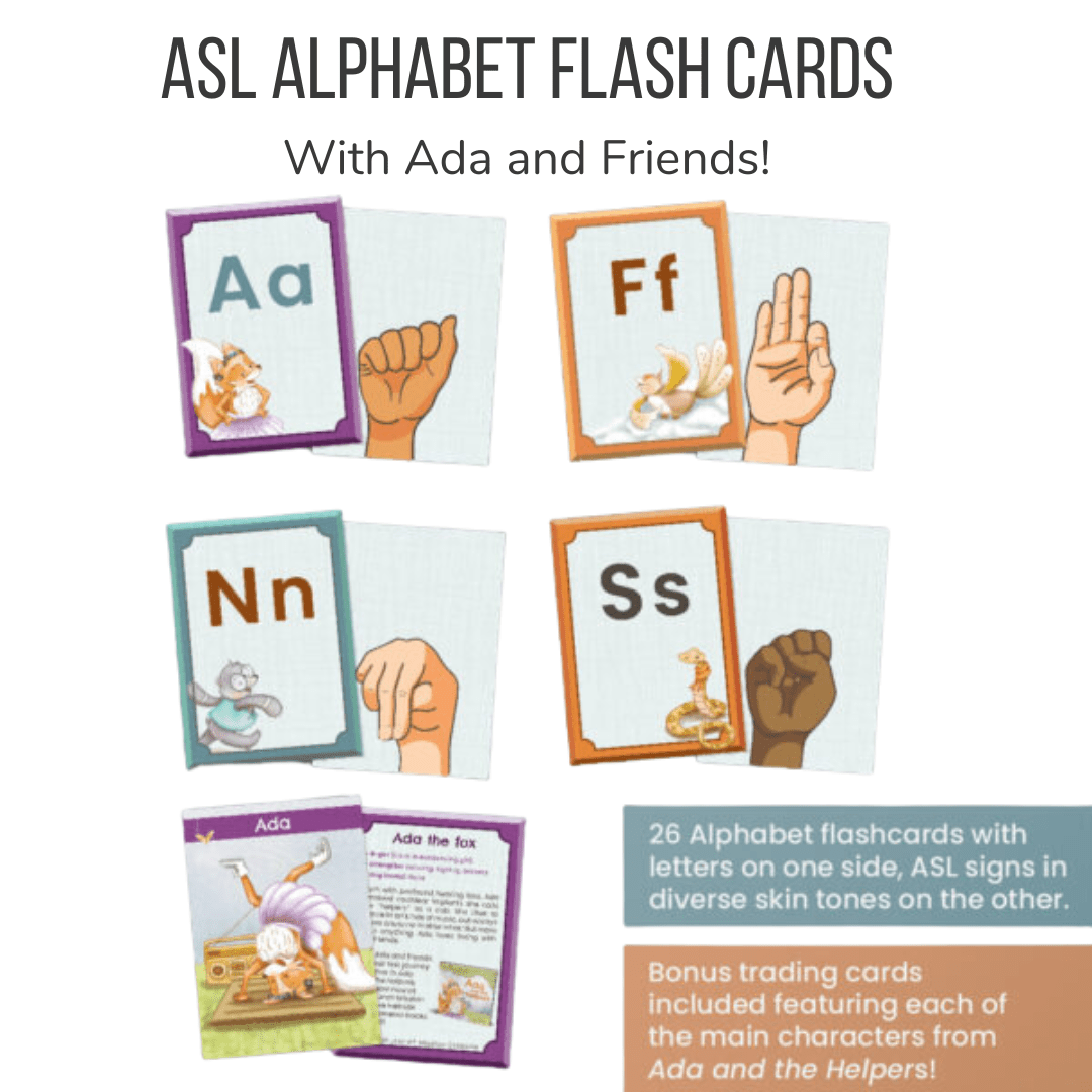 Alphabet ASL Flash Cards with Ada and Friends - The Kindness Cause