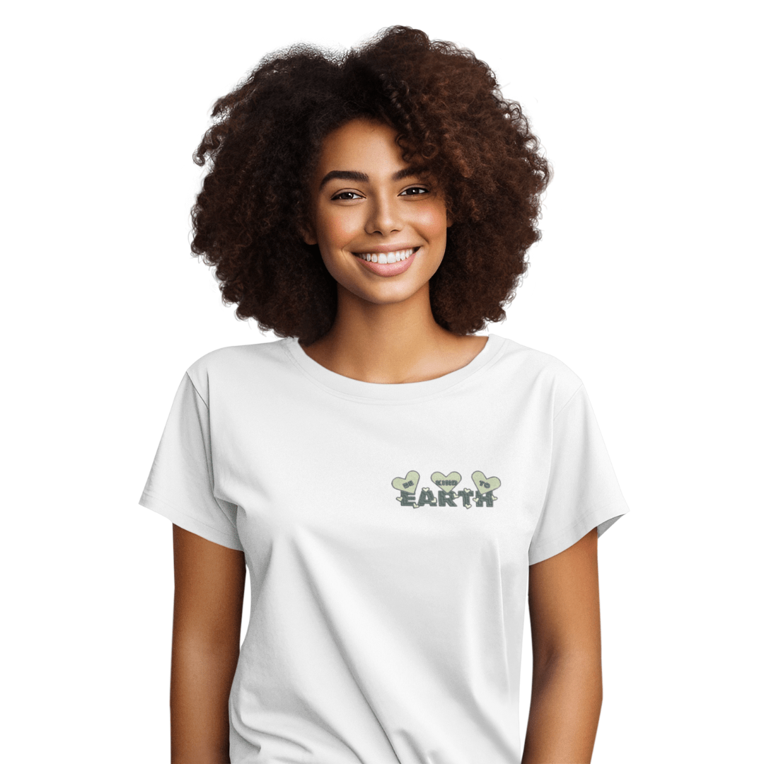 Be Kind to Earth Embroidered Women's T-Shirt - The Kindness Cause