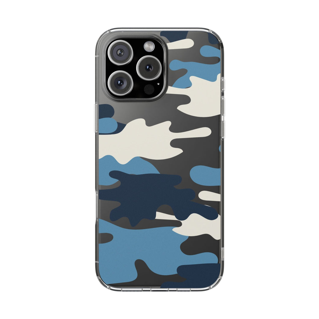 Blue &amp; White Camo Clear Impact-Resistant Phone Cases - The Kindness Cause
