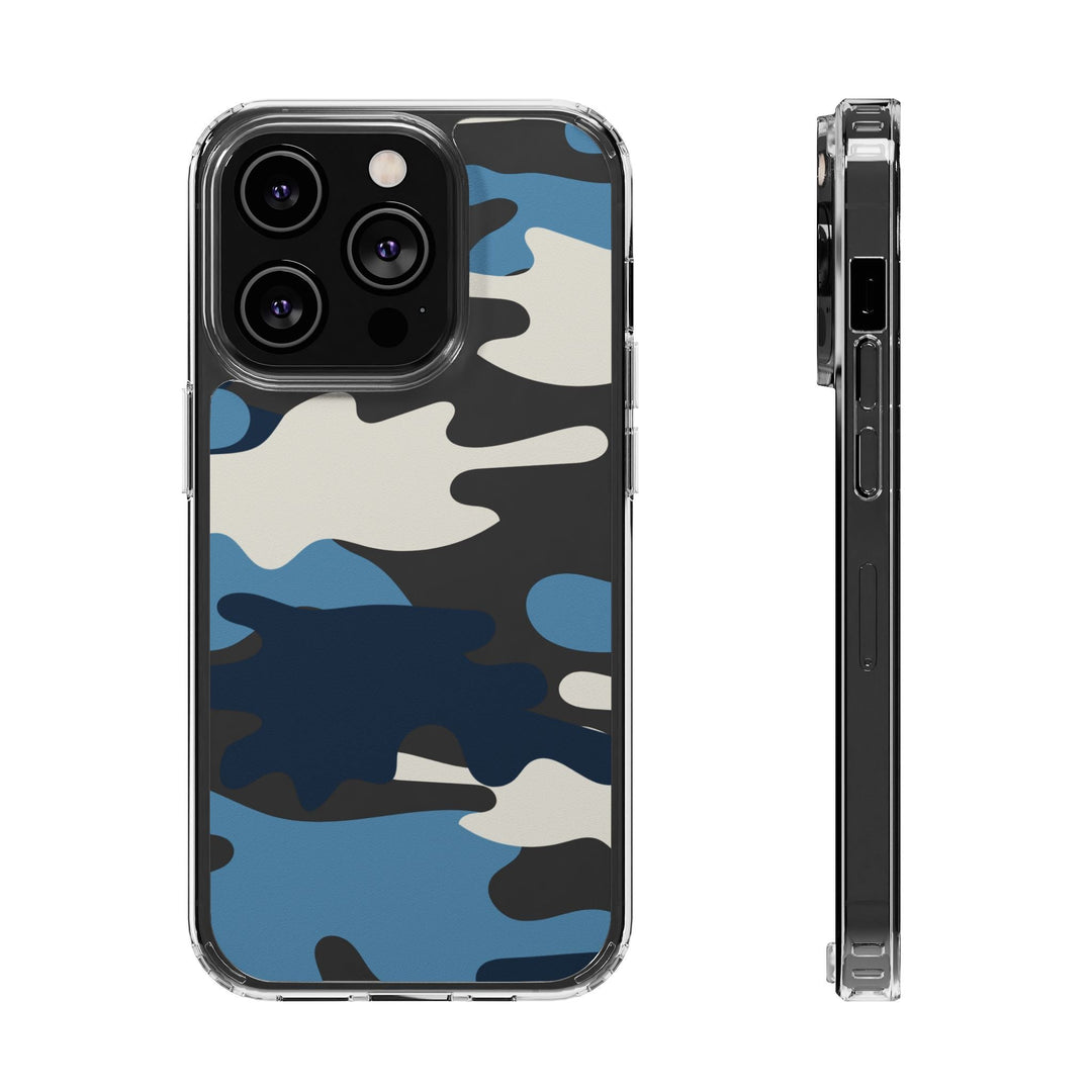 Blue &amp; White Camo Clear Impact-Resistant Phone Cases - The Kindness Cause