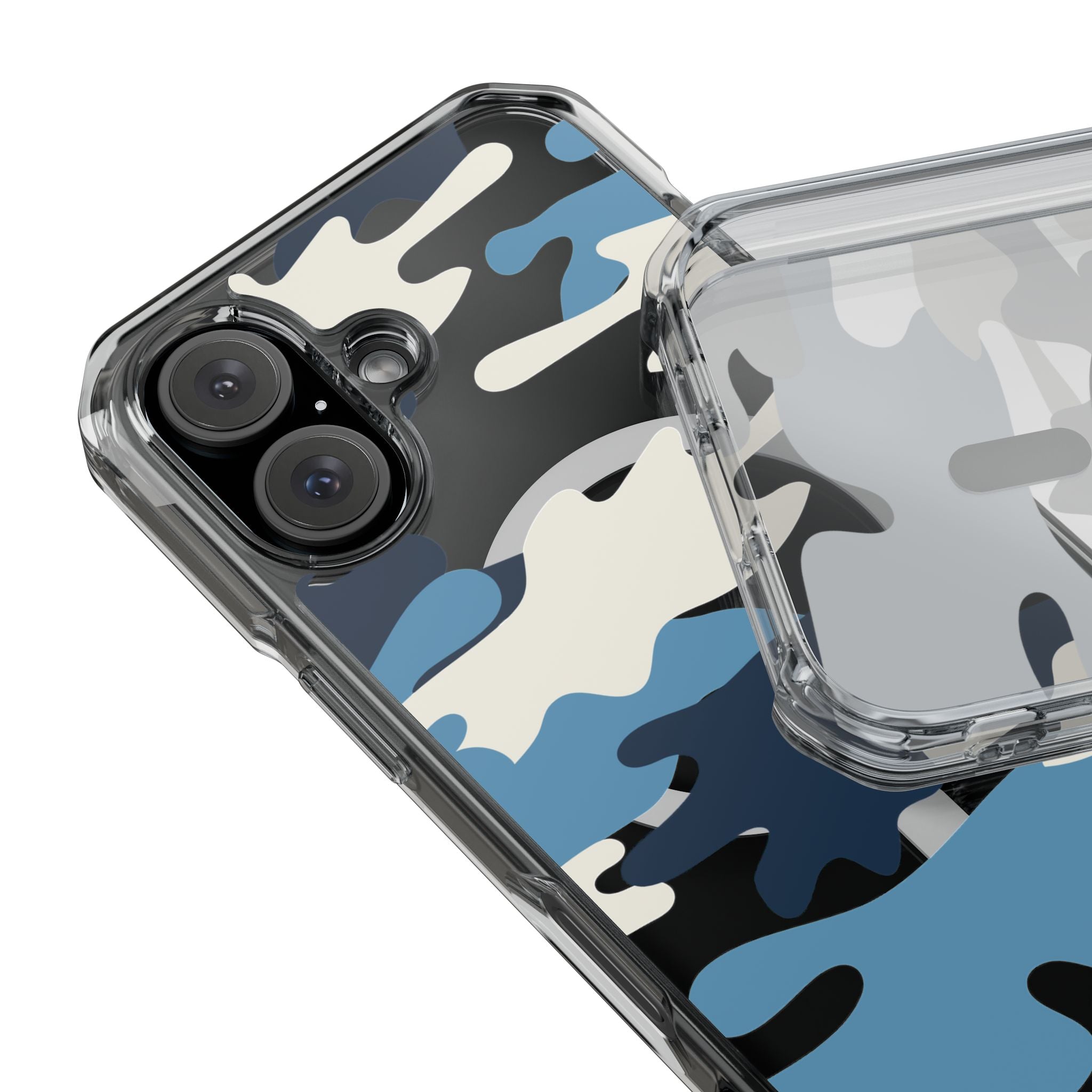 Blue & White Camo Magnetic Clear Impact Phone Cases - The Kindness Cause