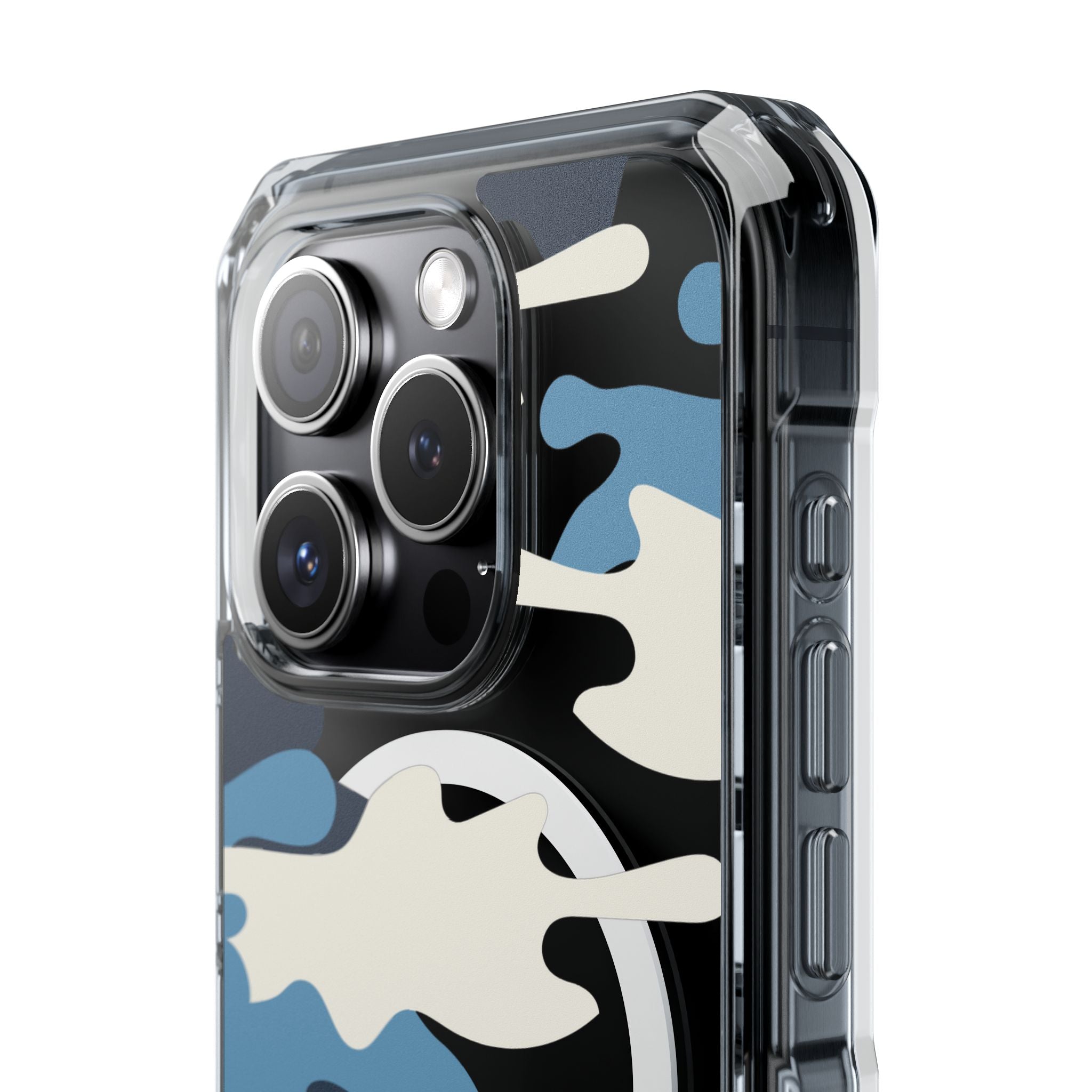 Blue & White Camo Magnetic Clear Impact Phone Cases - The Kindness Cause