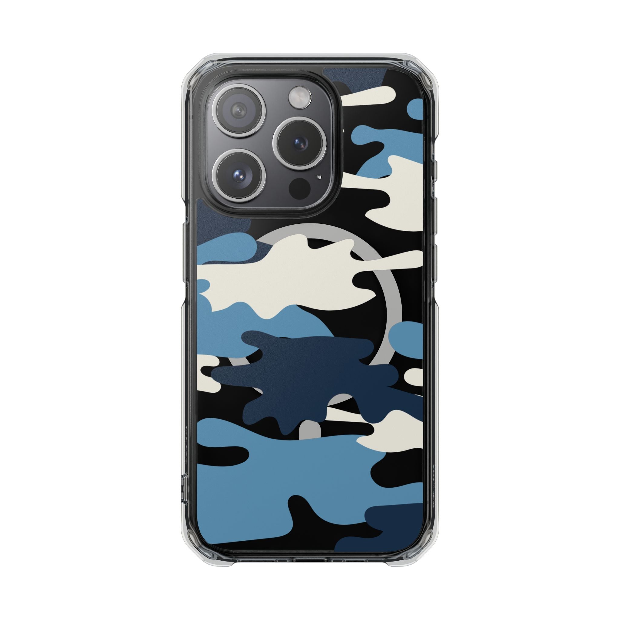 Blue & White Camo Magnetic Clear Impact Phone Cases - The Kindness Cause