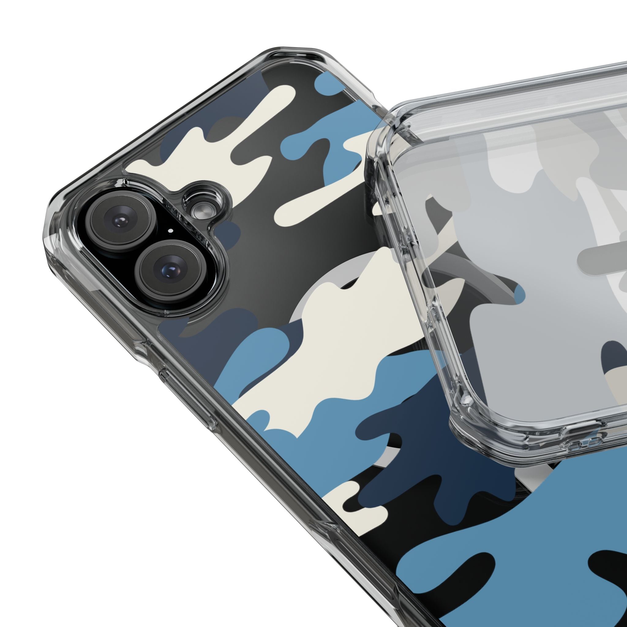 Blue & White Camo Magnetic Clear Impact Phone Cases - The Kindness Cause