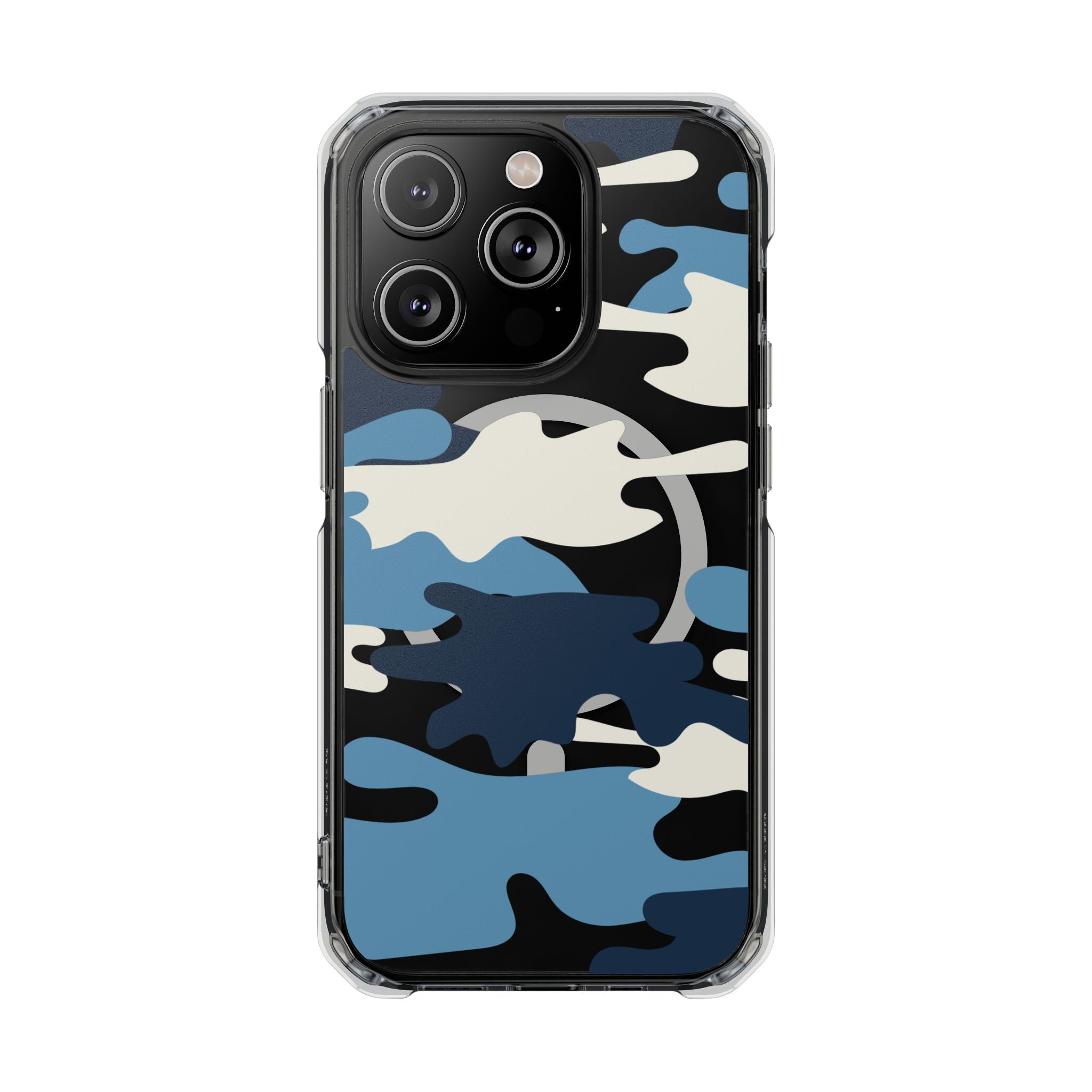 Blue & White Camo Magnetic Clear Impact Phone Cases - The Kindness Cause