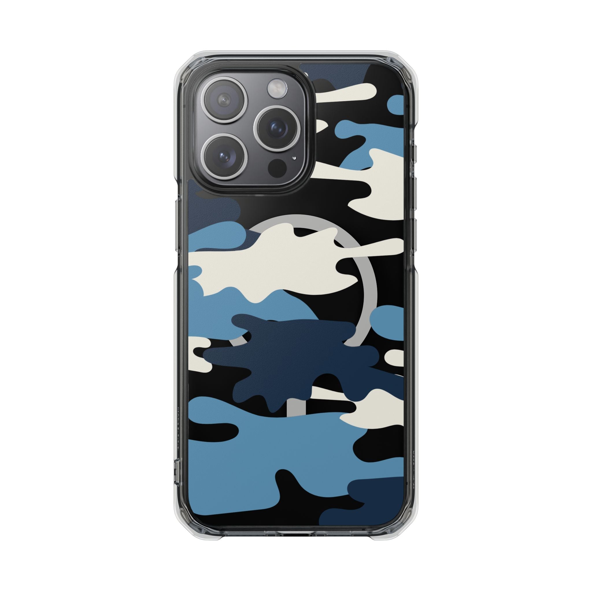 Blue & White Camo Magnetic Clear Impact Phone Cases - The Kindness Cause