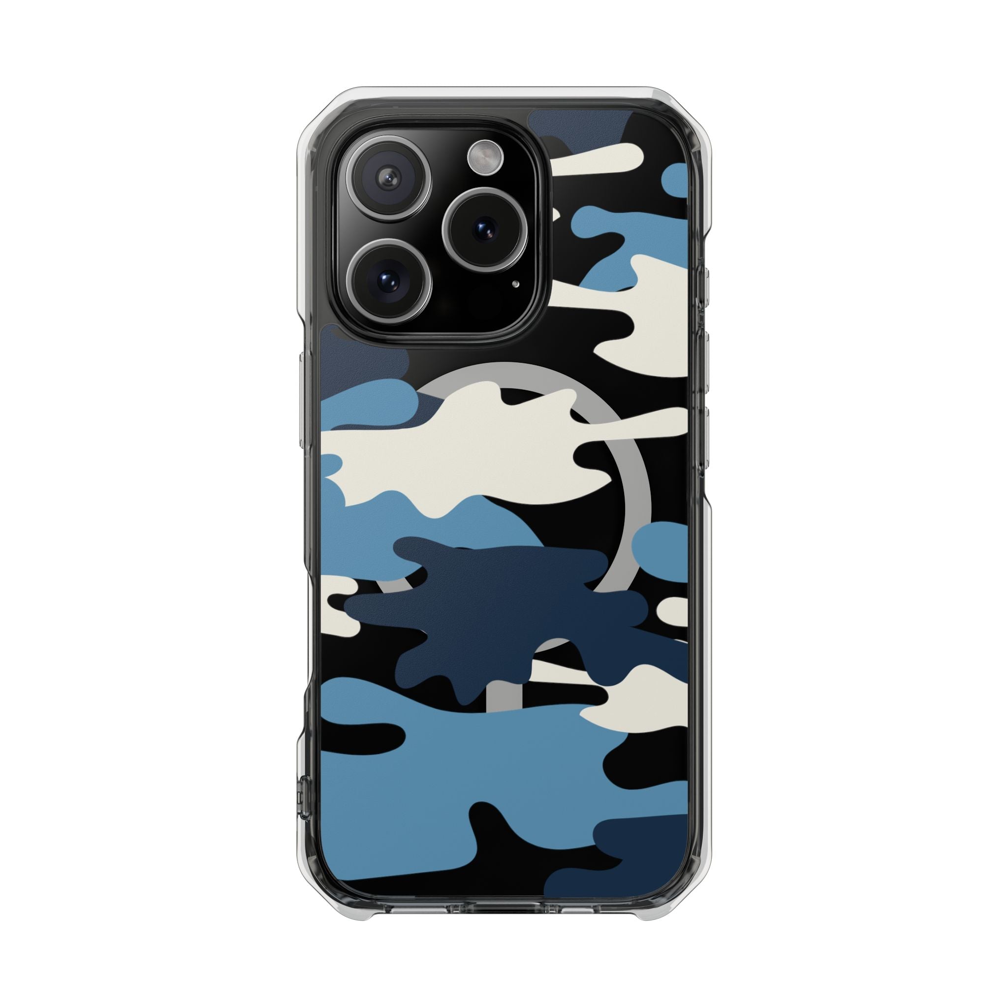 Blue & White Camo Magnetic Clear Impact Phone Cases - The Kindness Cause