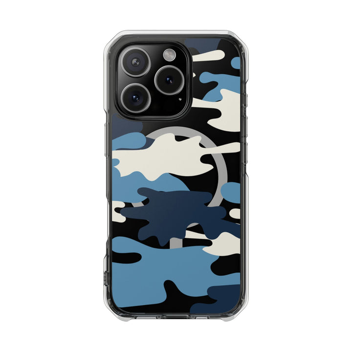 Blue &amp; White Camo Magnetic Clear Impact Phone Cases - The Kindness Cause