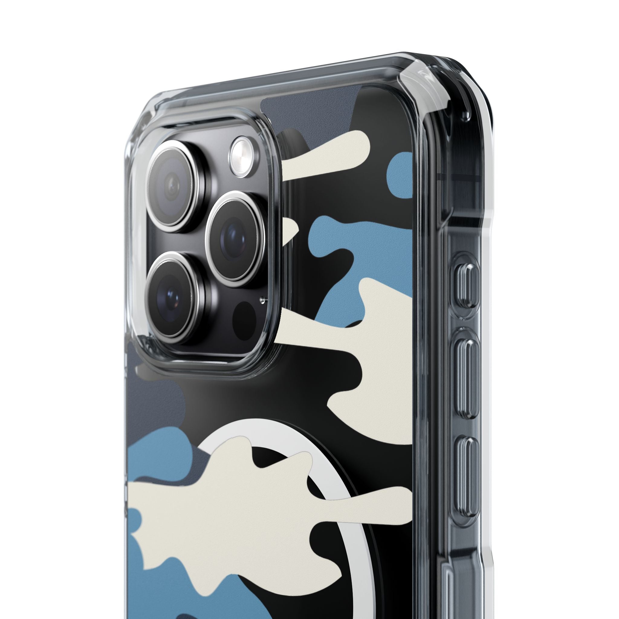 Blue & White Camo Magnetic Clear Impact Phone Cases - The Kindness Cause