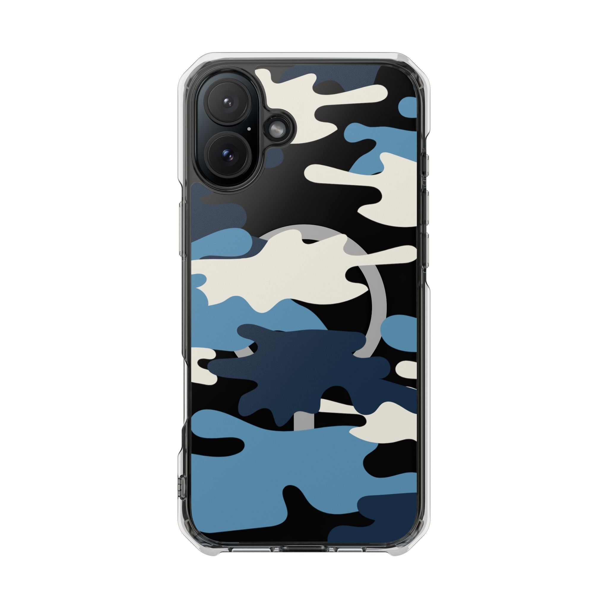 Blue & White Camo Magnetic Clear Impact Phone Cases - The Kindness Cause