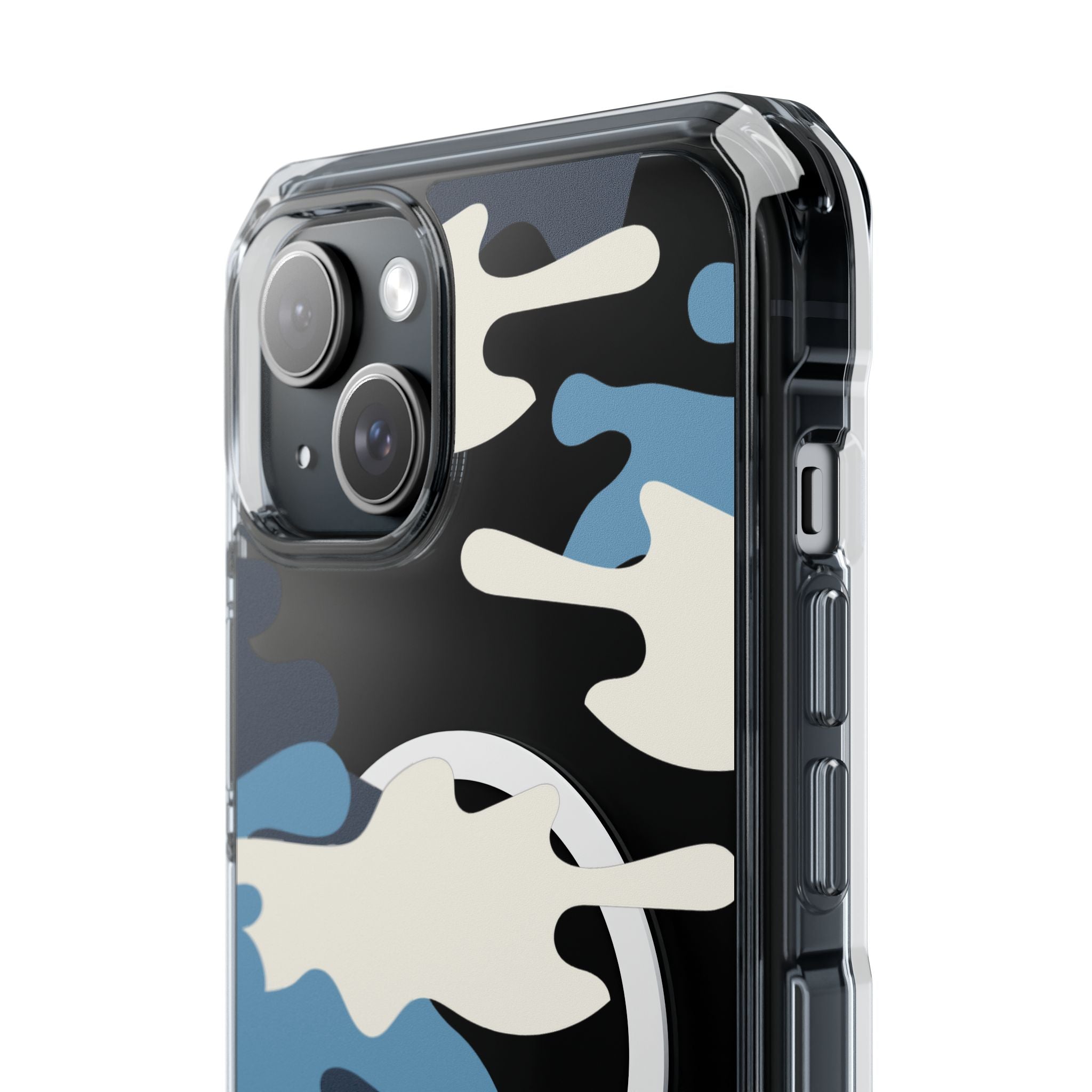 Blue & White Camo Magnetic Clear Impact Phone Cases - The Kindness Cause