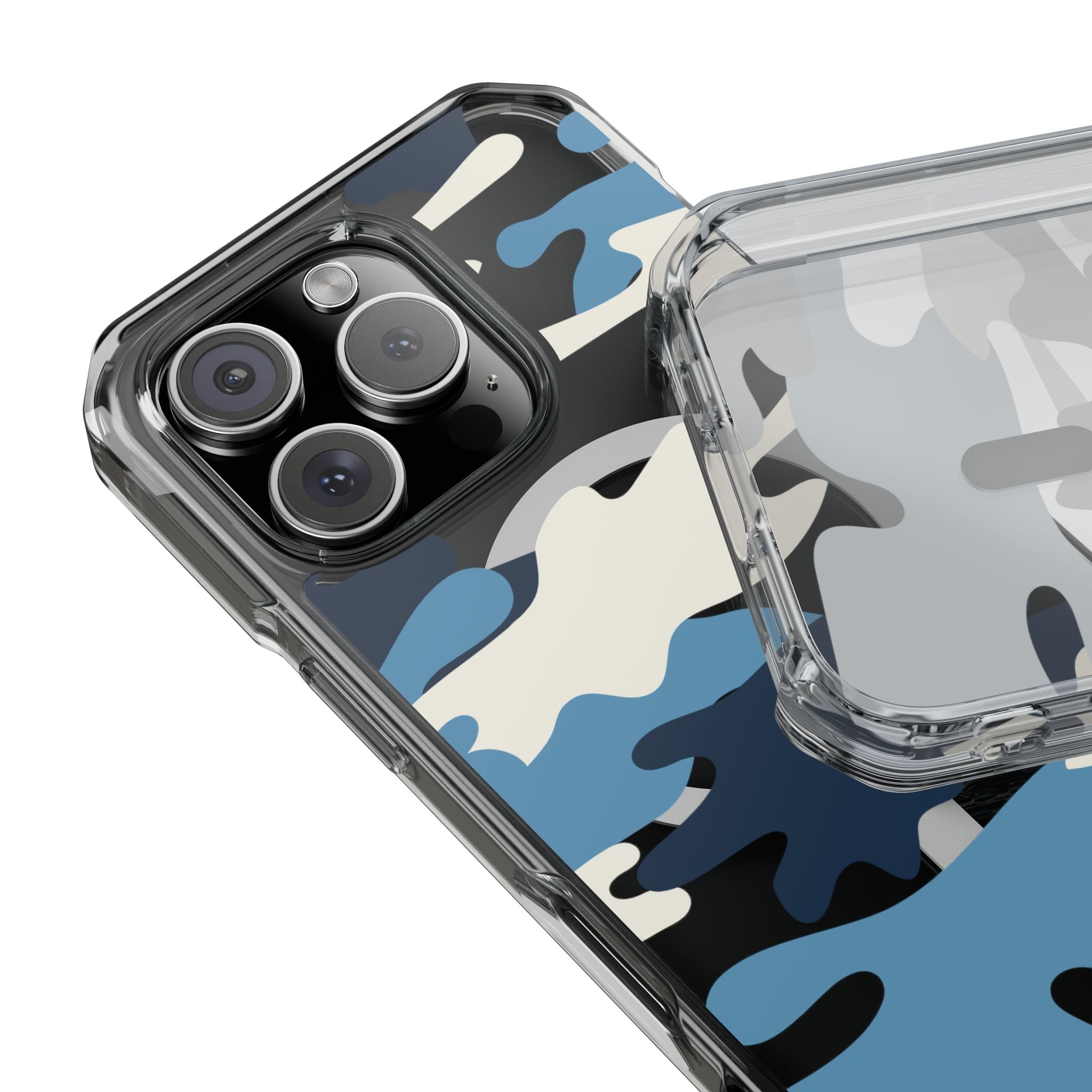 Blue & White Camo Magnetic Clear Impact Phone Cases - The Kindness Cause