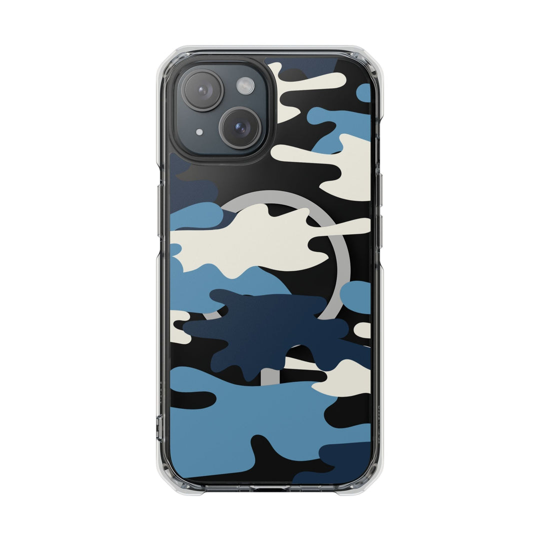 Blue &amp; White Camo Magnetic Clear Impact Phone Cases - The Kindness Cause