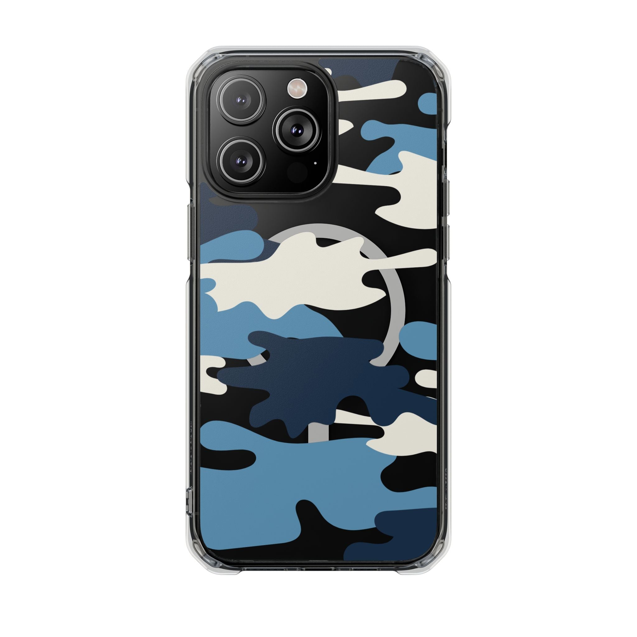 Blue & White Camo Magnetic Clear Impact Phone Cases - The Kindness Cause