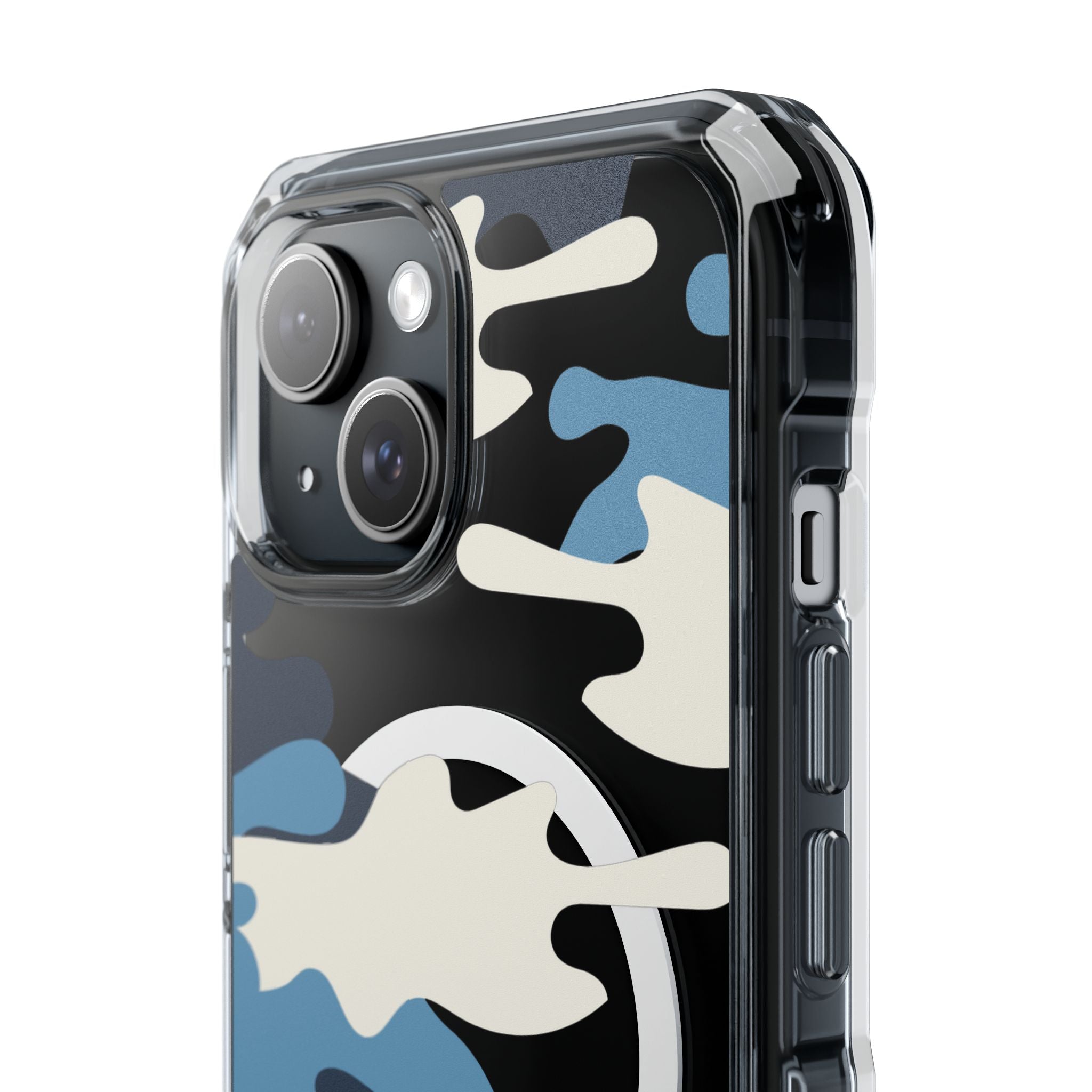 Blue & White Camo Magnetic Clear Impact Phone Cases - The Kindness Cause