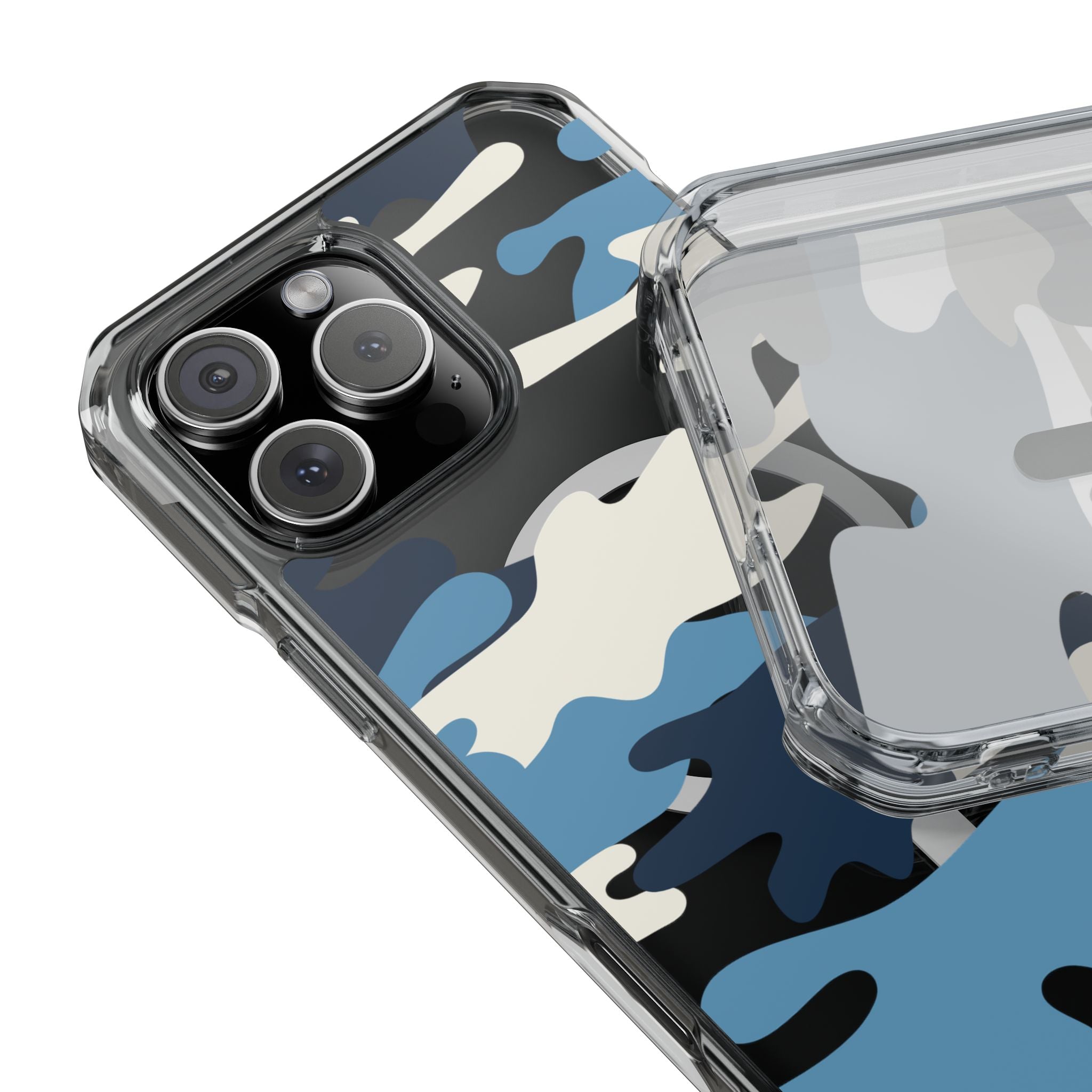 Blue & White Camo Magnetic Clear Impact Phone Cases - The Kindness Cause
